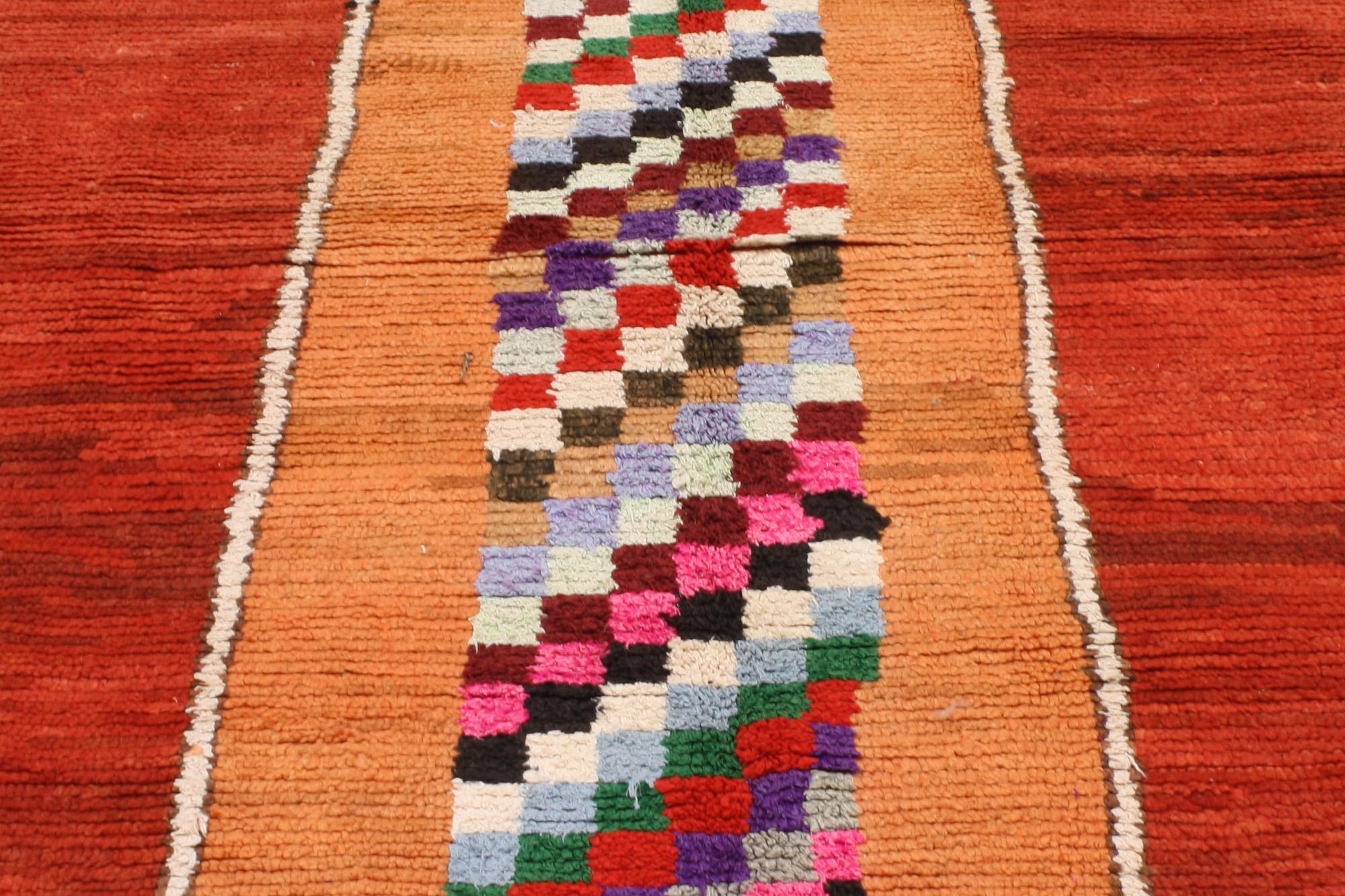 Marokkanischer Boujad-Teppich im Vintage-Stil, Mid-Century Modern Meets Boho Chic (Handgeknüpft) im Angebot