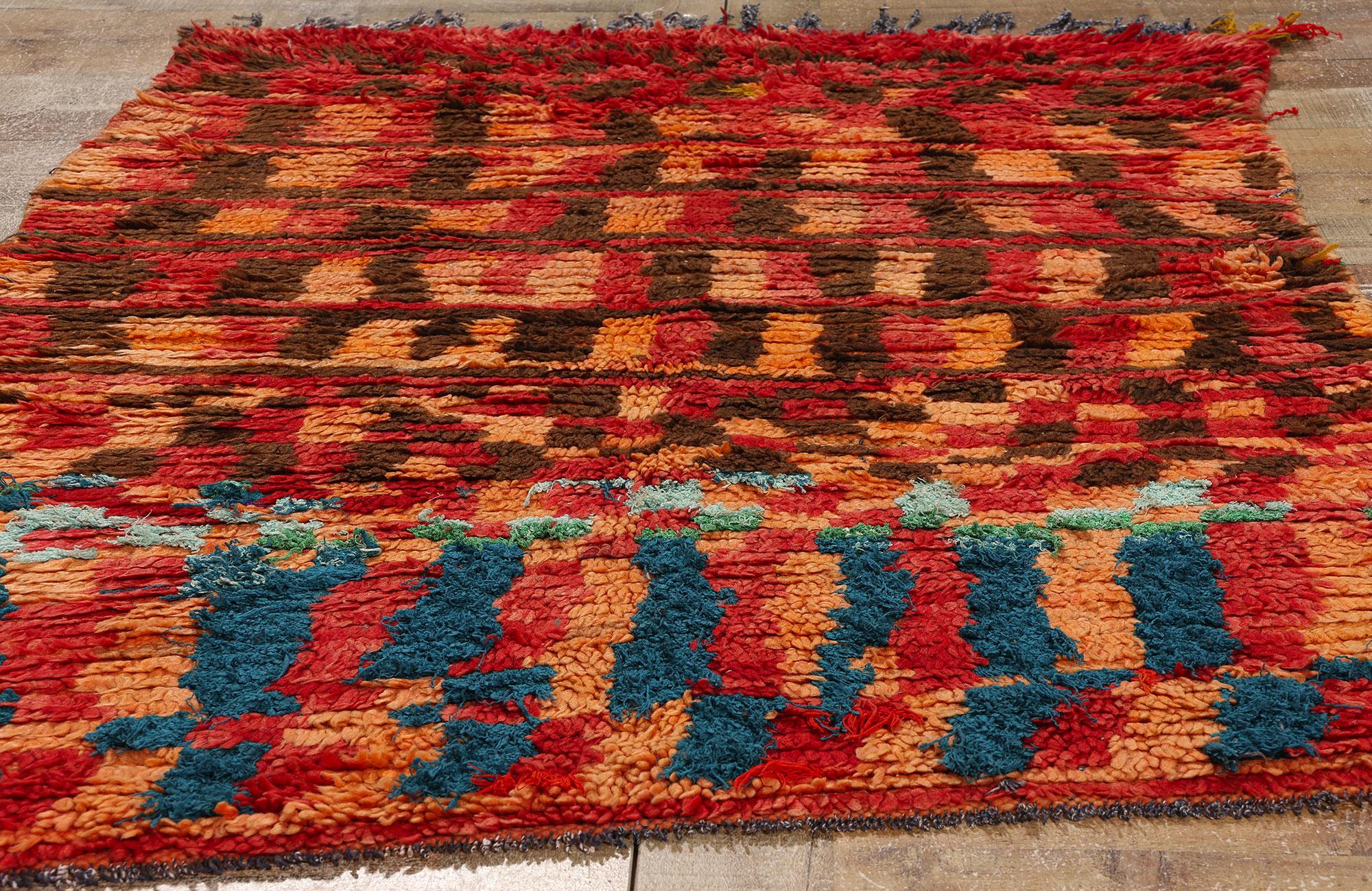 Vintage Boujad Moroccan Rug, Midcentury Modern Meets Boho Chic For Sale 1