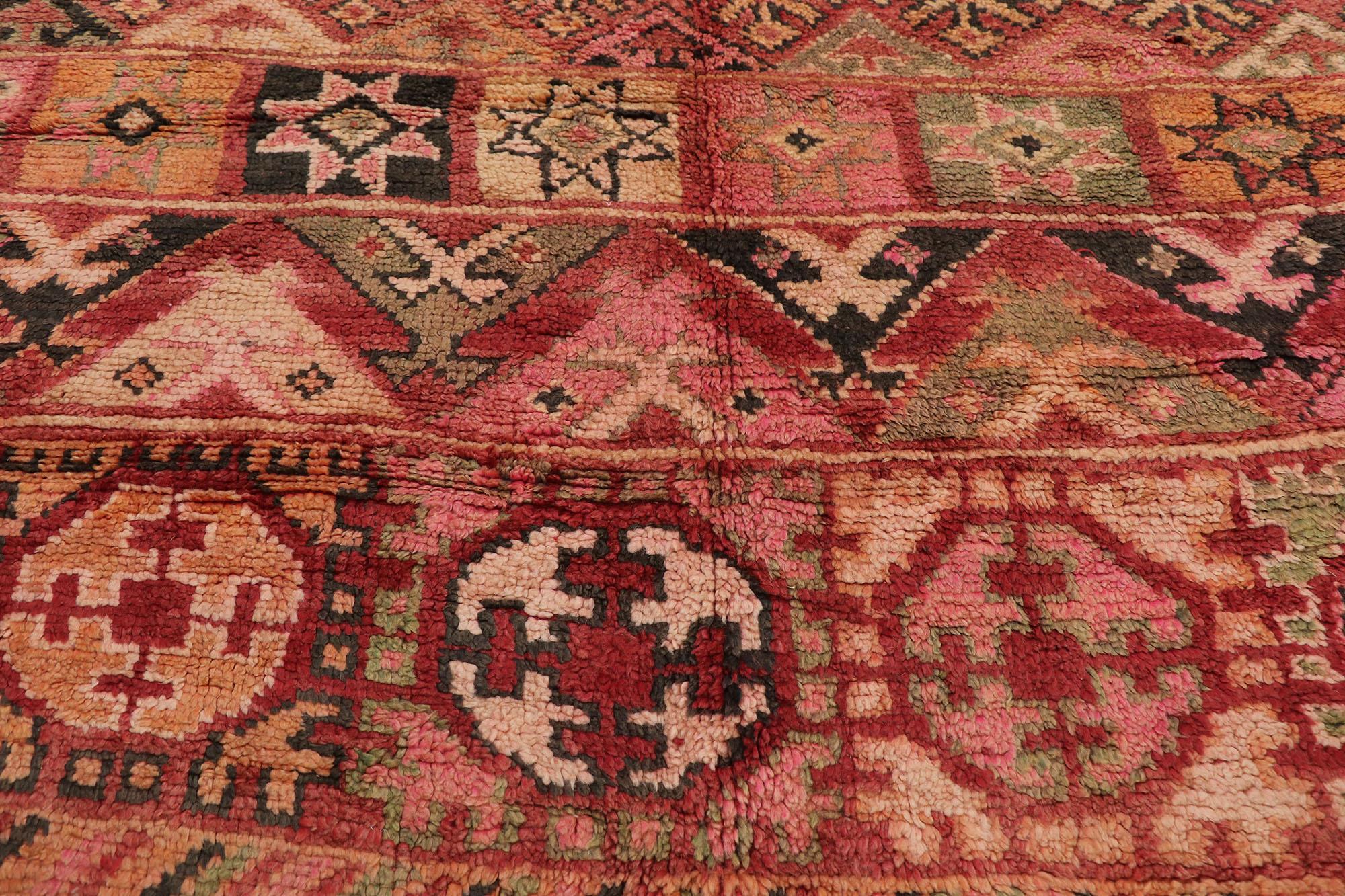 Hand-Knotted Vintage Boujad Moroccan Rug, Modern Boho Meets Desert Chic For Sale