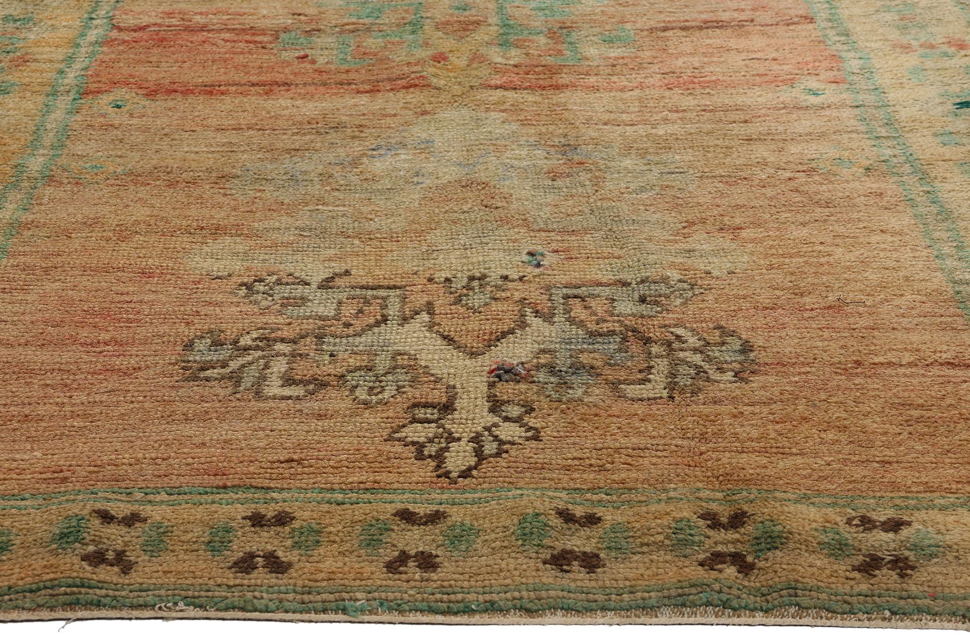 Hand-Knotted Vintage Boujad Moroccan Rug, Rustic Boho Chic Meets Sunbaked Elegance For Sale