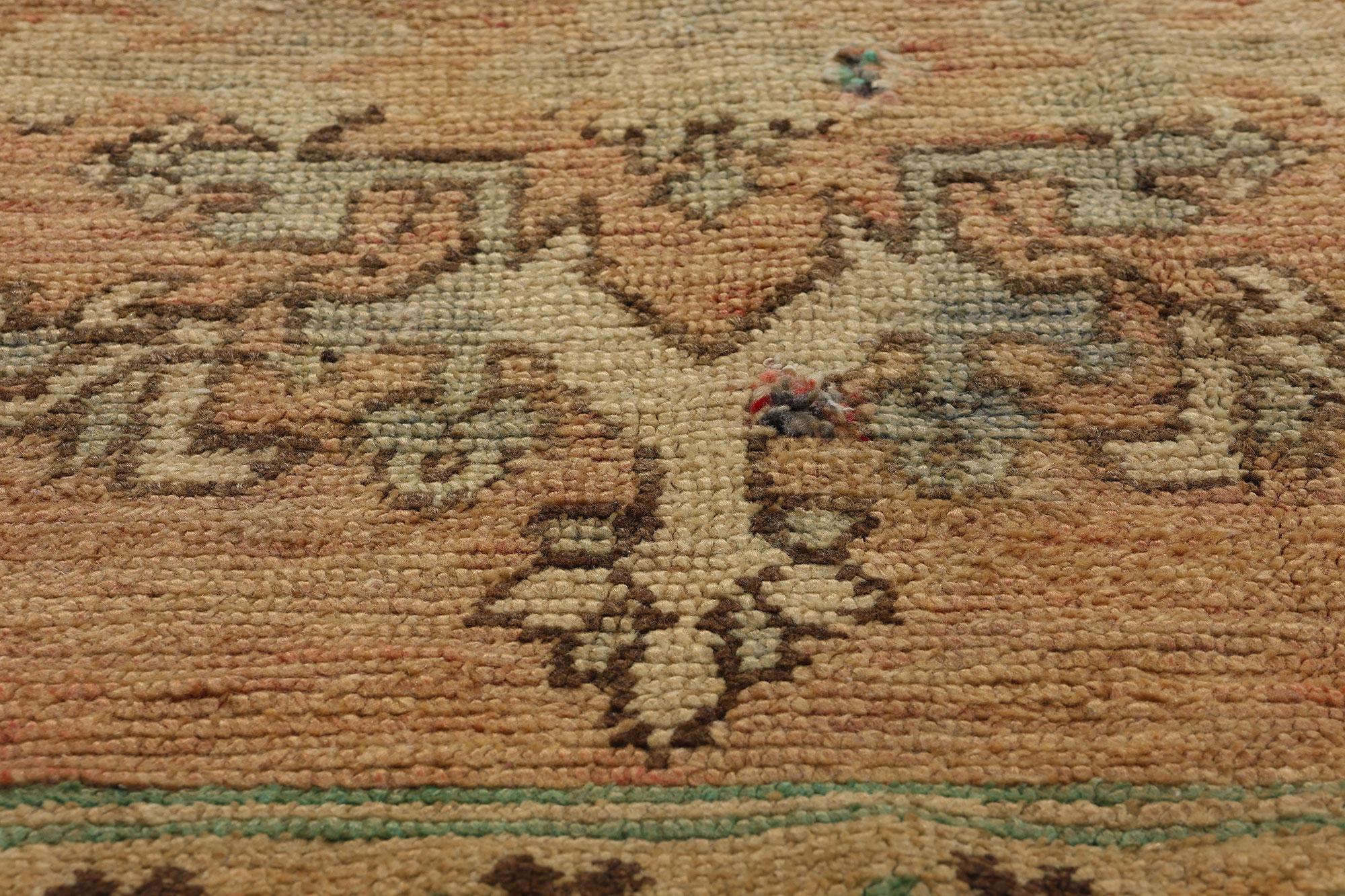 Vintage Boujad Moroccan Rug, Rustic Boho Chic Meets Sunbaked Elegance In Good Condition For Sale In Dallas, TX