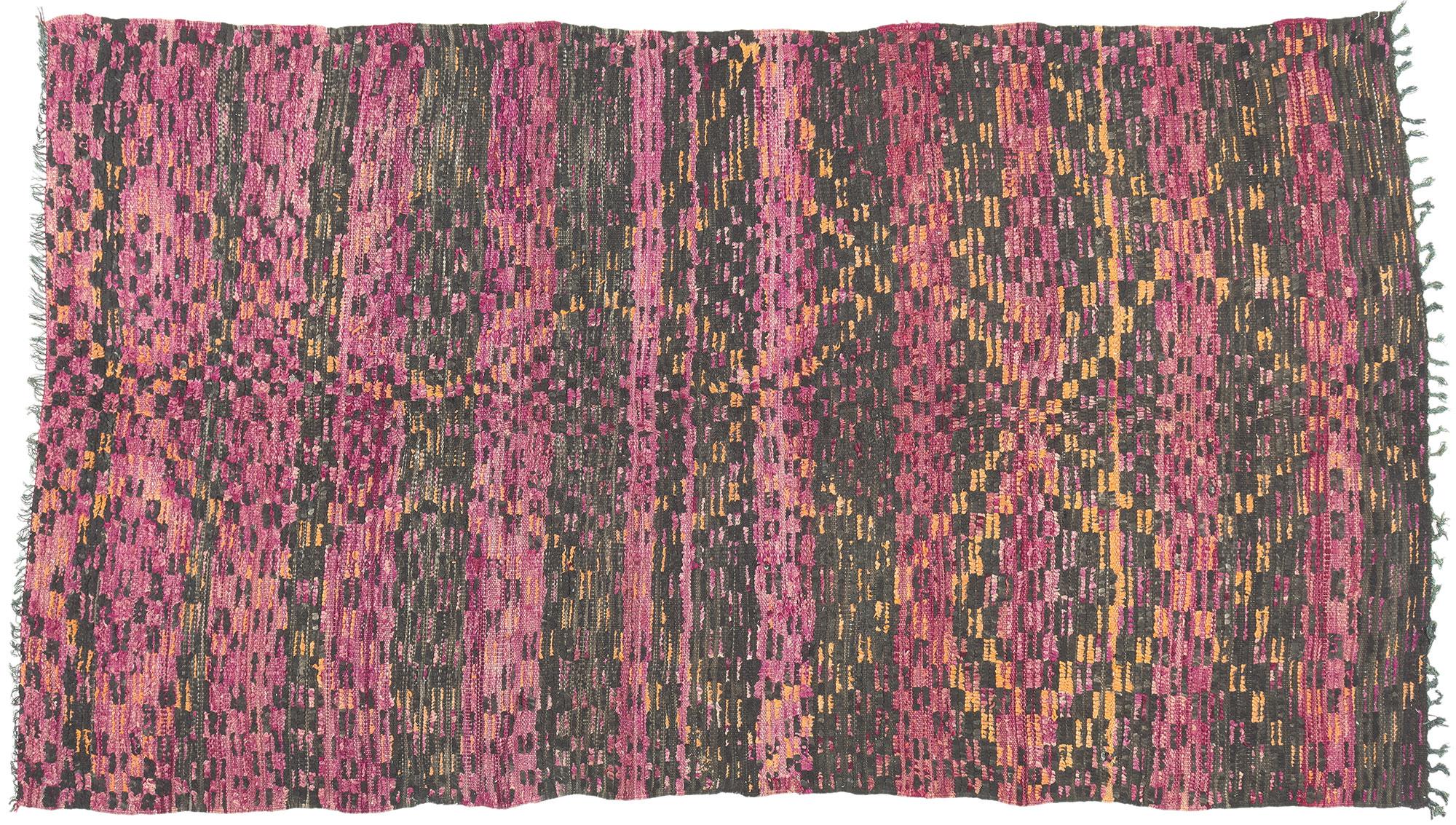 Vintage Boujad Moroccan Rug, Midcentury Cubism Meets Global Bohemian For Sale 3