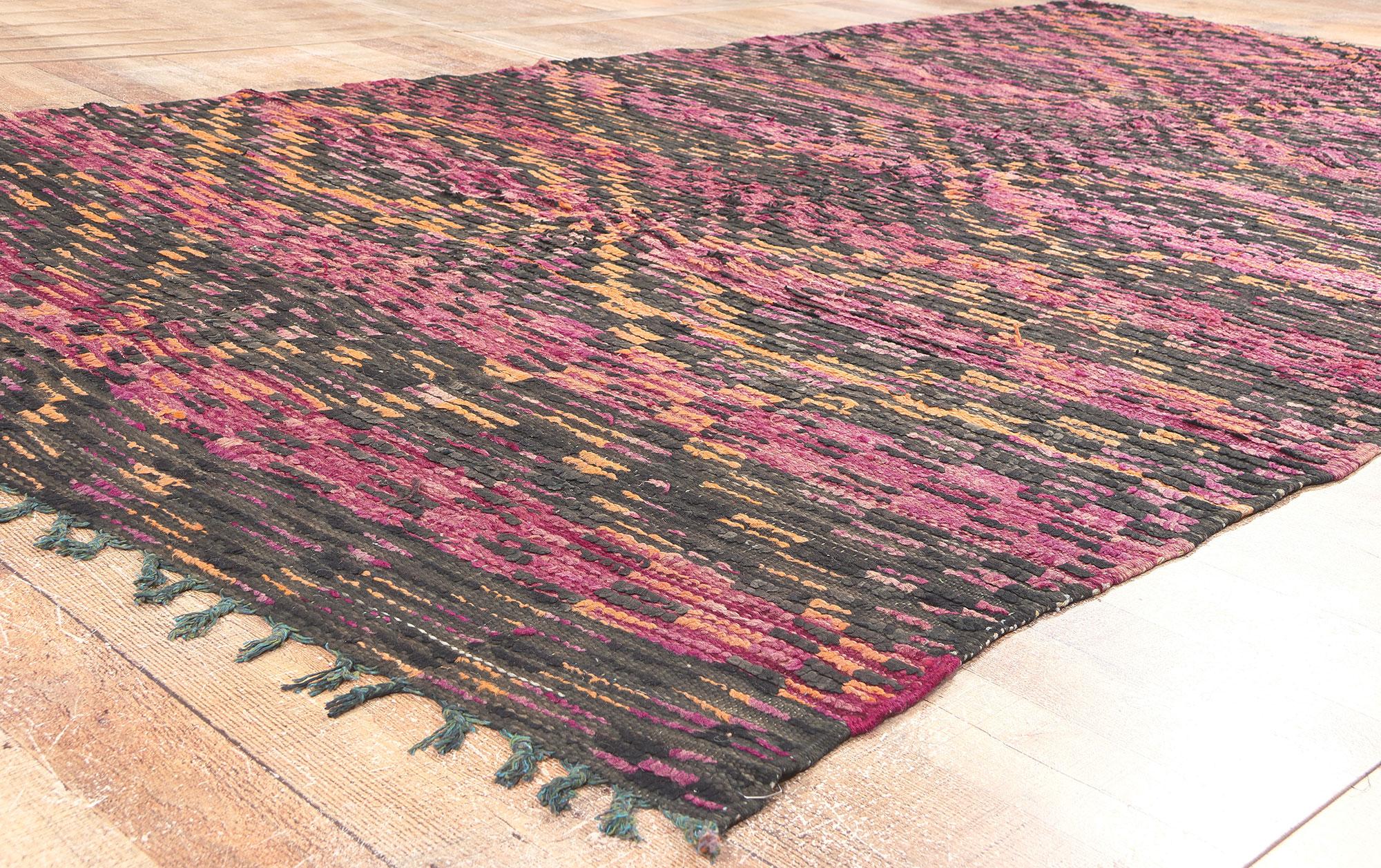 20th Century Vintage Boujad Moroccan Rug, Midcentury Cubism Meets Global Bohemian For Sale
