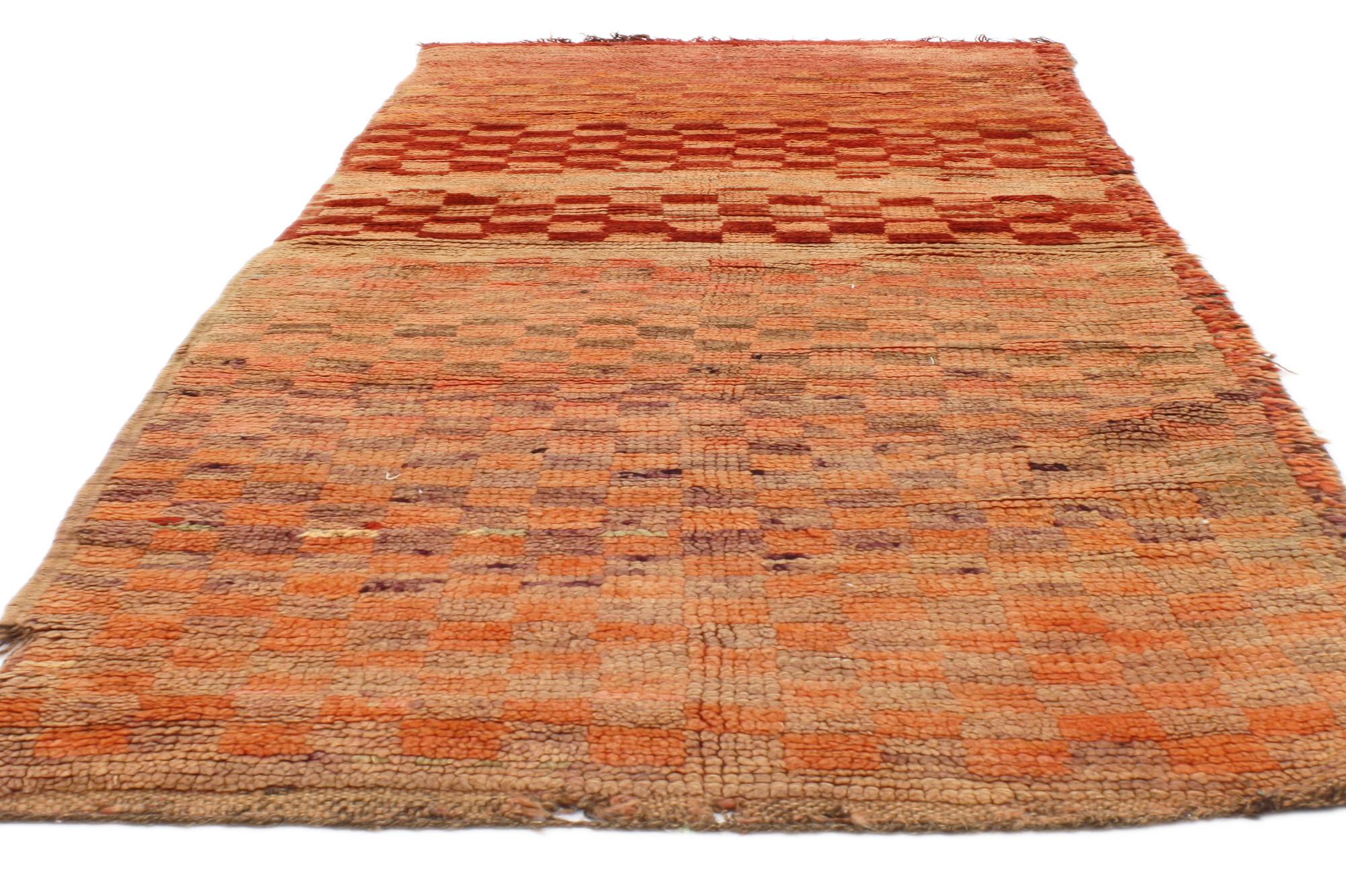 Hand-Knotted Vintage Boujad Moroccan Rug, Tribal Enchantment Meets Boho Chic For Sale