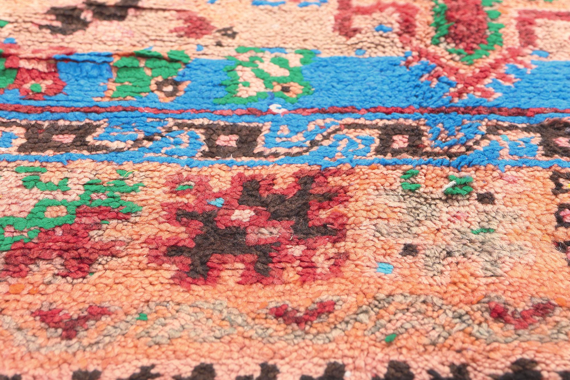 Hand-Knotted Vintage Boujad Moroccan Rug, Tribal Enchantment Meets Boho Chic Jungalow For Sale