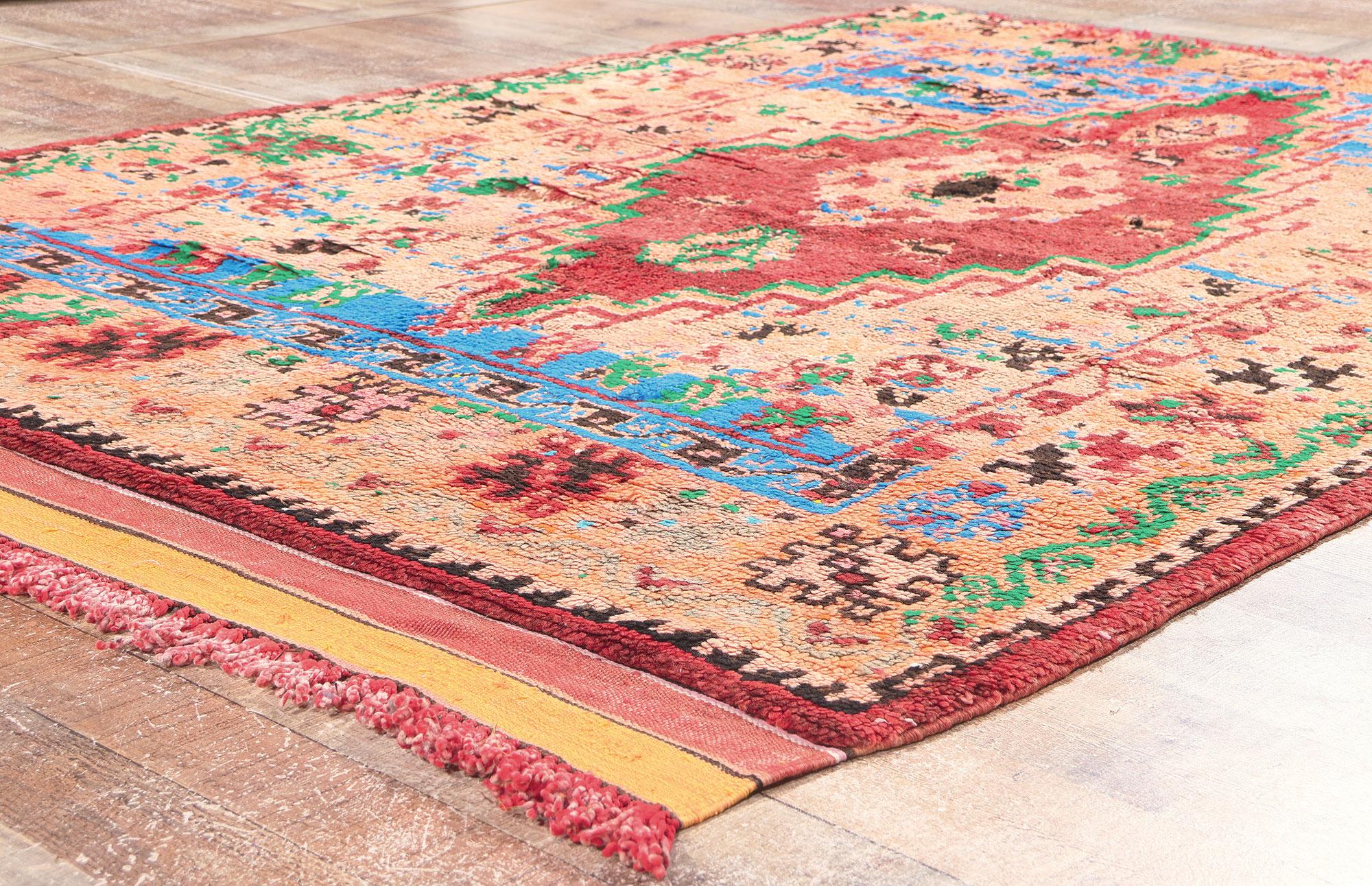 20th Century Vintage Boujad Moroccan Rug, Tribal Enchantment Meets Boho Chic Jungalow For Sale