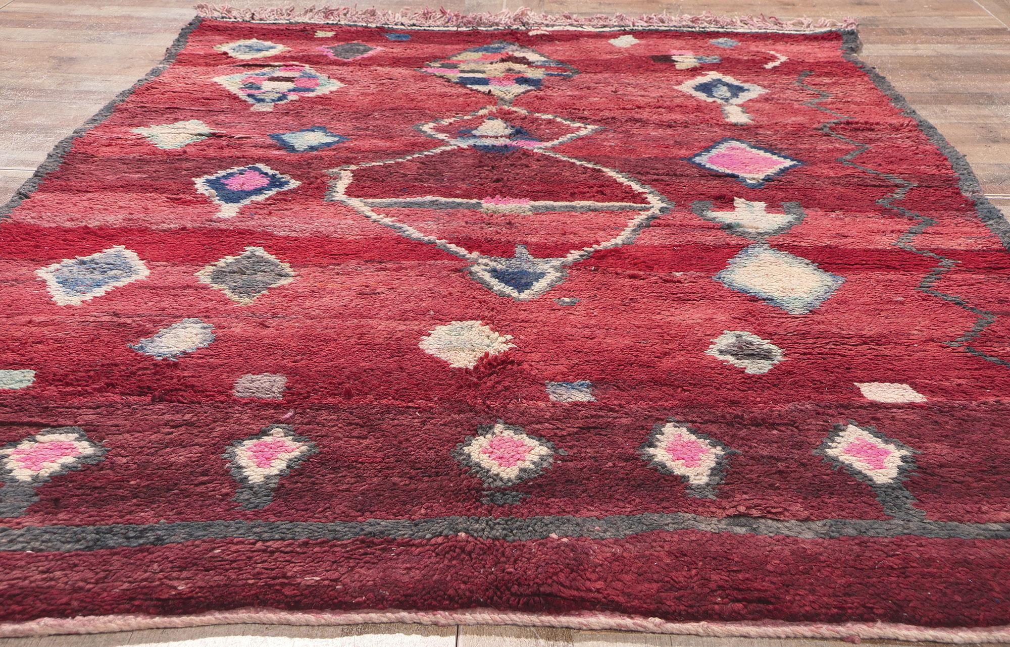 Vintage Boujad Moroccan Rug, Tribal Enchantment Meets Cozy Nomad For Sale 2