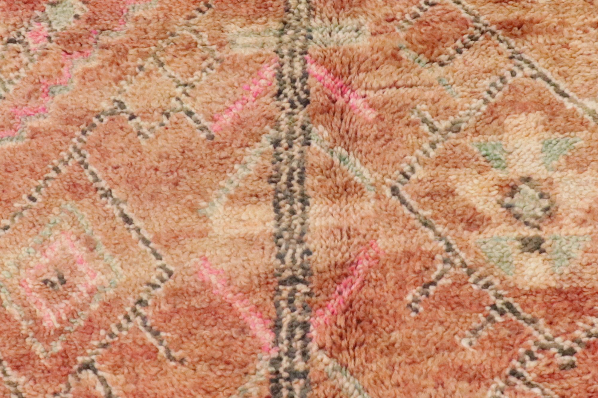 Alfombra bereber marroquí Boujad de los años 70, el encanto tribal se une al boho chic global en Bueno estado para la venta en Dallas, TX