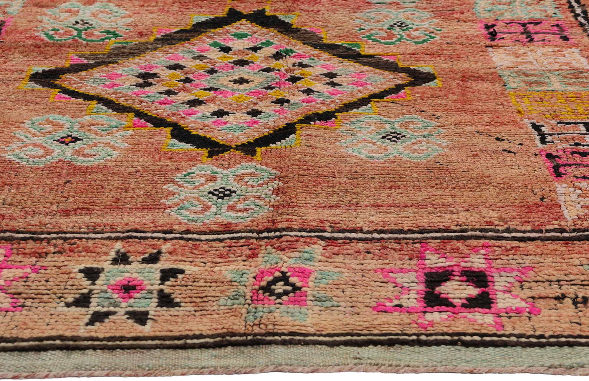 Hand-Knotted Vintage Boujad Moroccan Rug, Tribal Enchantment Meets Global Boho Chic For Sale