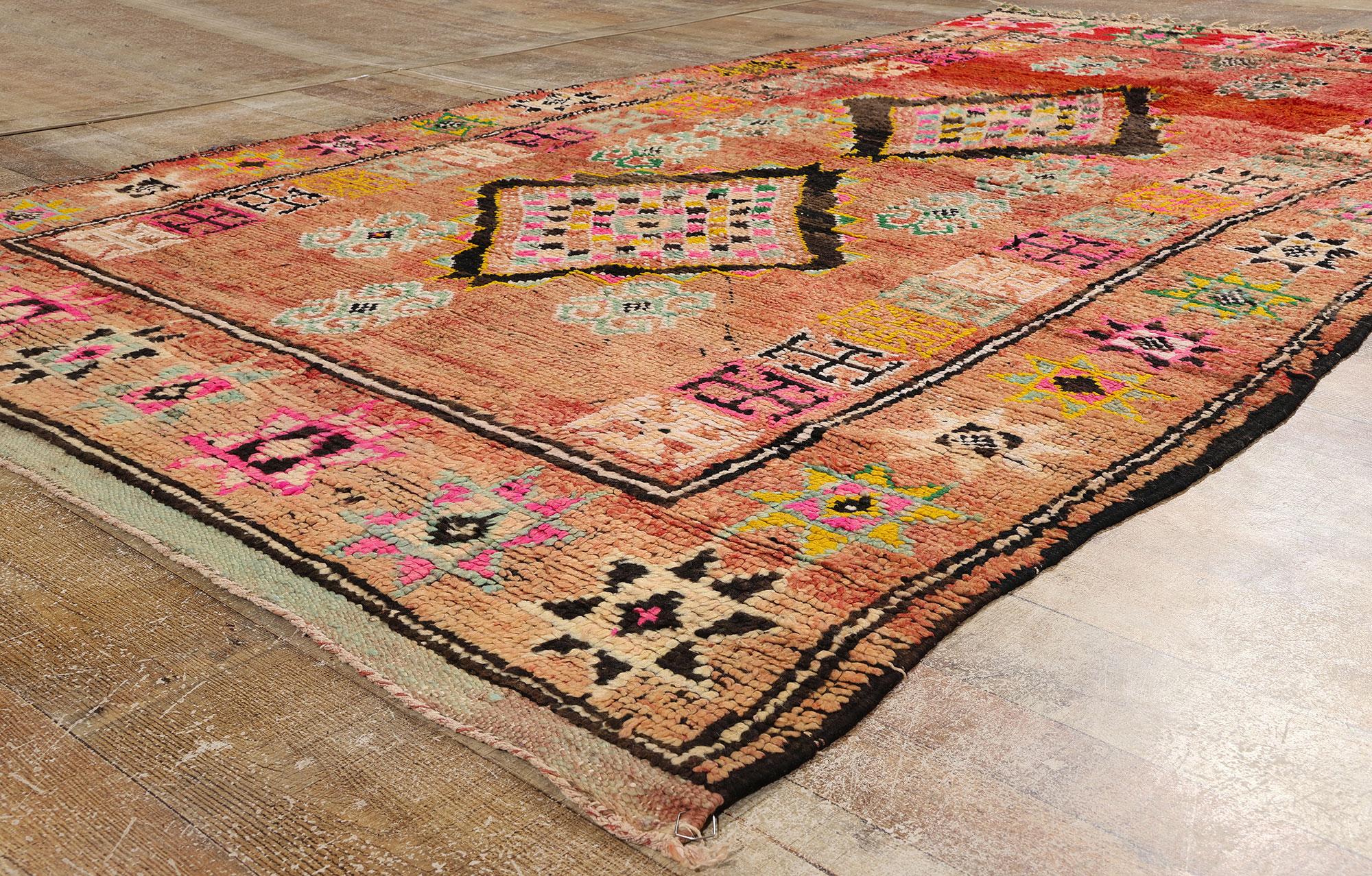 Wool Vintage Boujad Moroccan Rug, Tribal Enchantment Meets Global Boho Chic For Sale