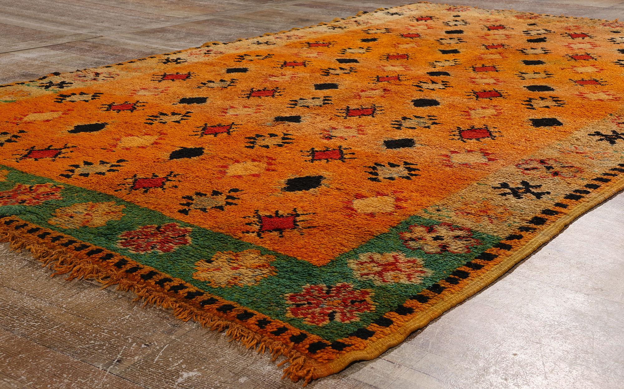 Wool Vintage Boujad Moroccan Rug, Tribal Enchantment Meets Global Boho Chic For Sale