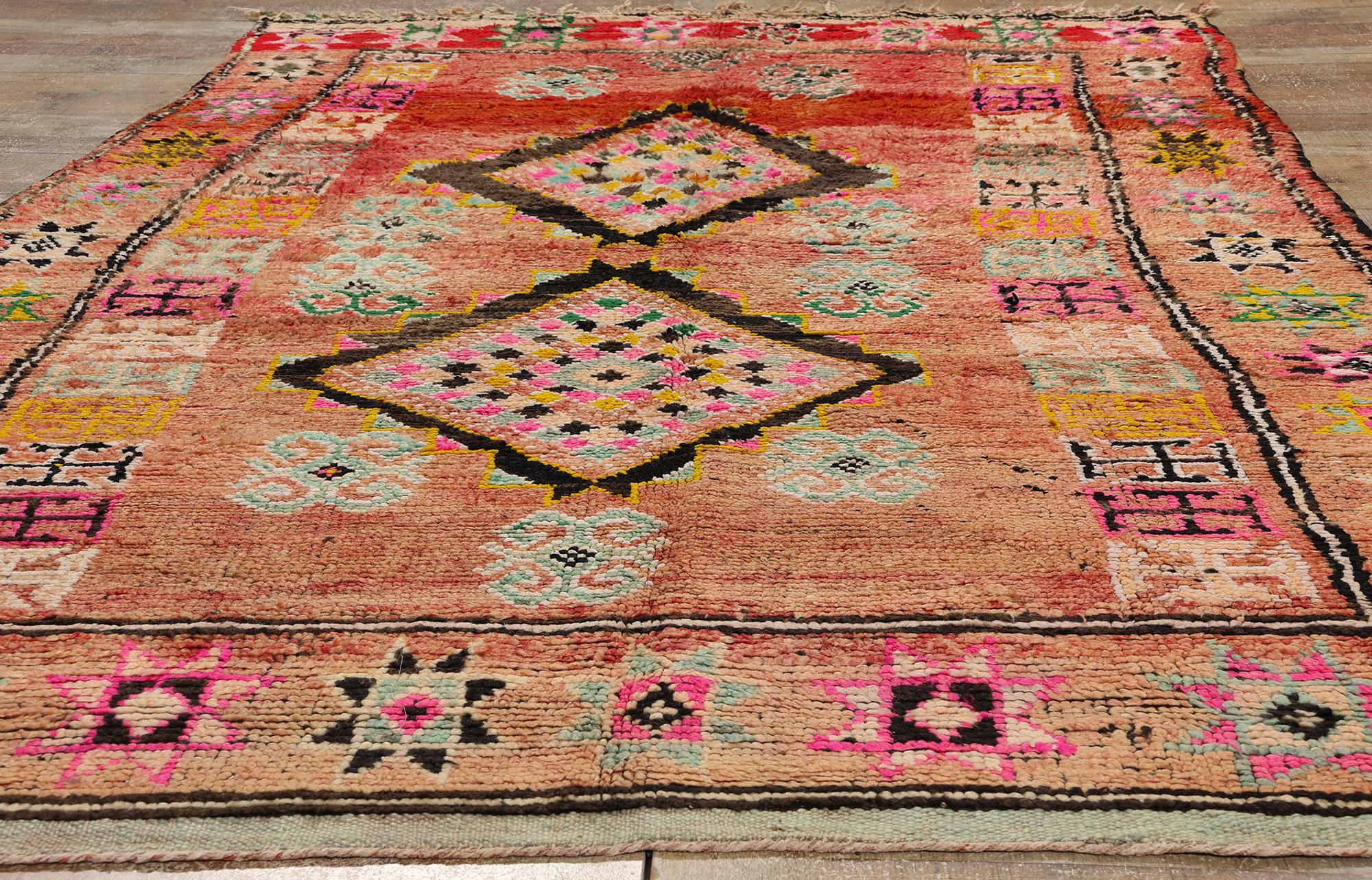 Vintage Boujad Moroccan Rug, Tribal Enchantment Meets Global Boho Chic For Sale 1