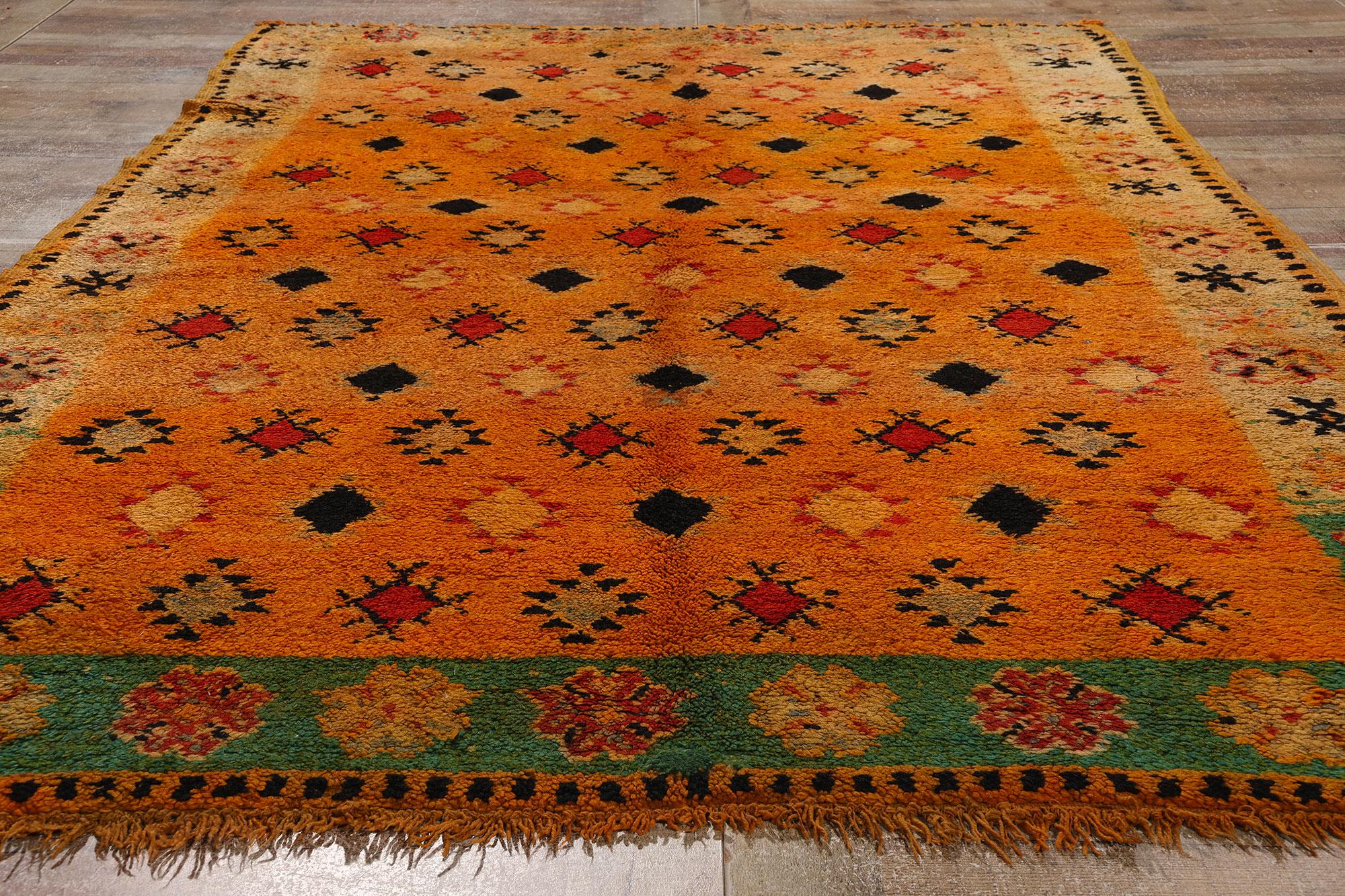 Vintage Boujad Moroccan Rug, Tribal Enchantment Meets Global Boho Chic For Sale 1