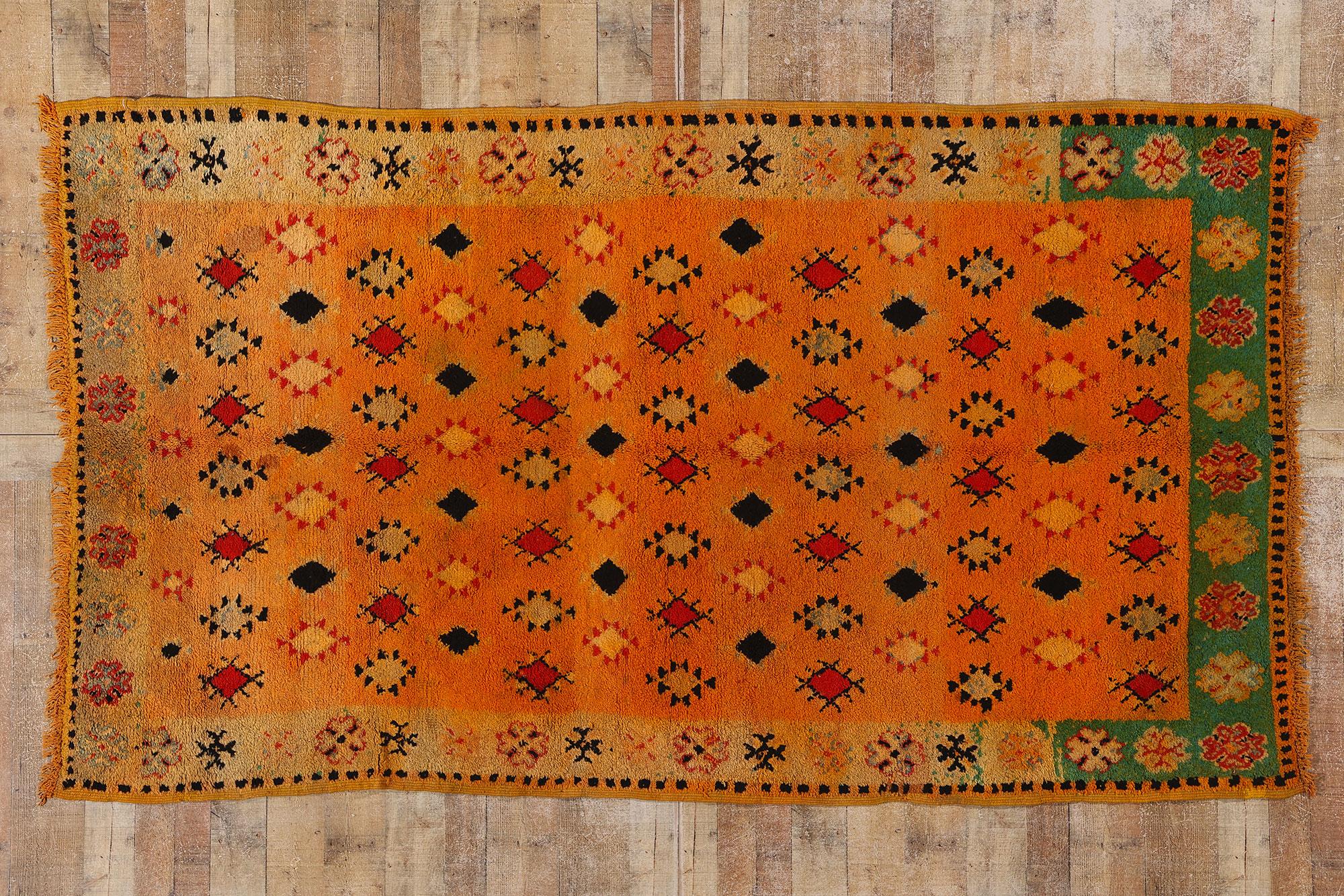 Vintage Boujad Moroccan Rug, Tribal Enchantment Meets Global Boho Chic For Sale 2