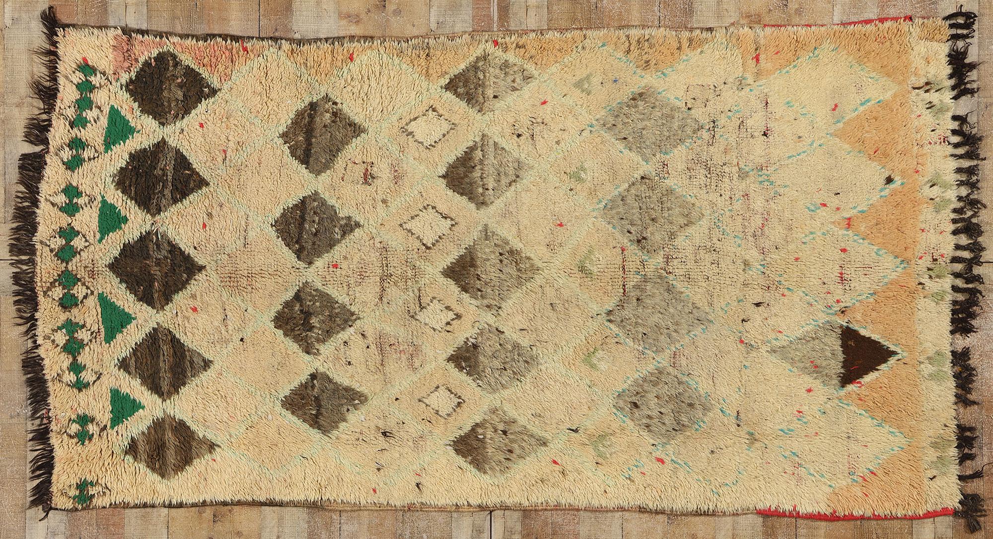 Vintage Boujad Moroccan Rug with Soft Earth-Tone Colors For Sale 2
