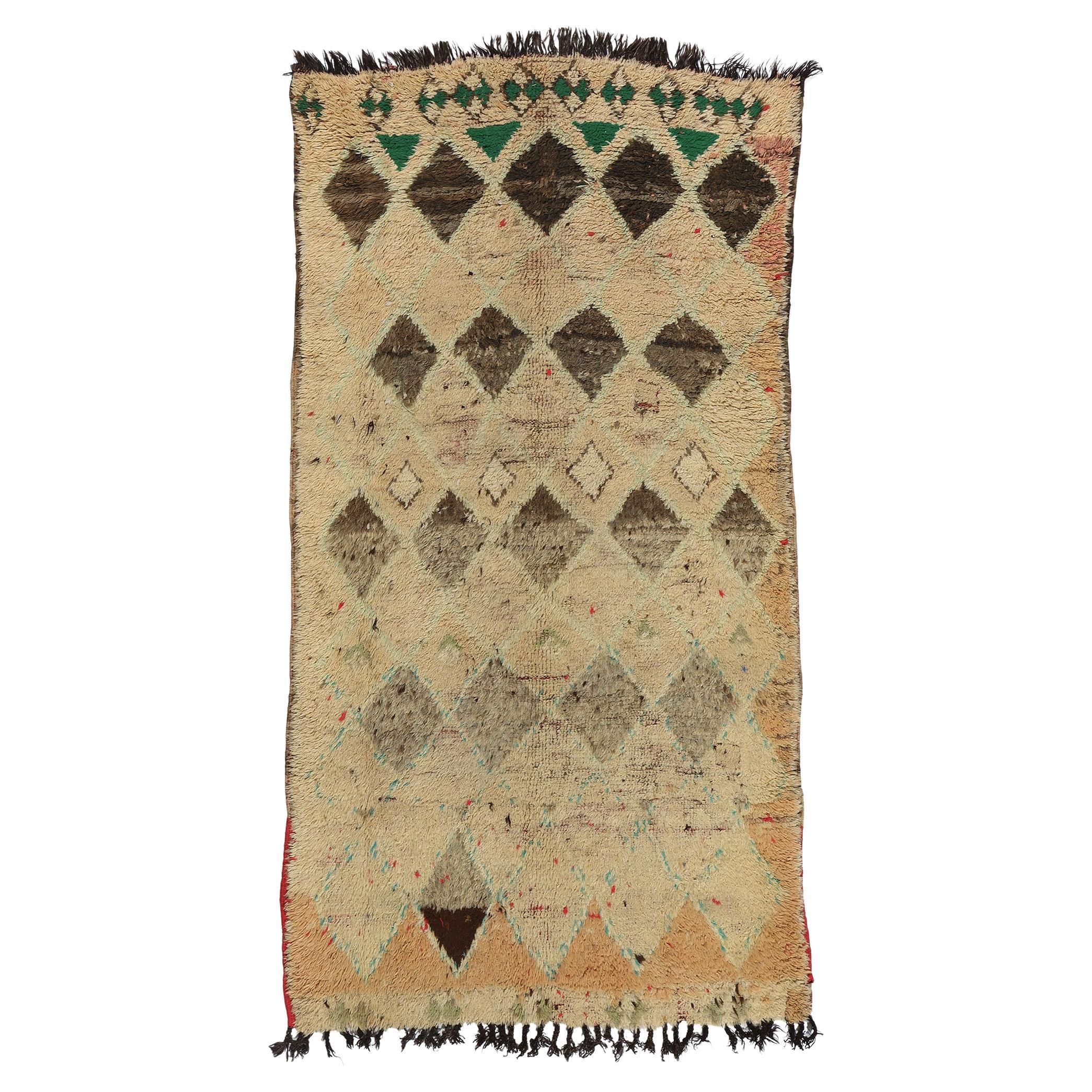 Alfombra Bereber Marroquí Boujad de 1960 con Estilo Tradicional