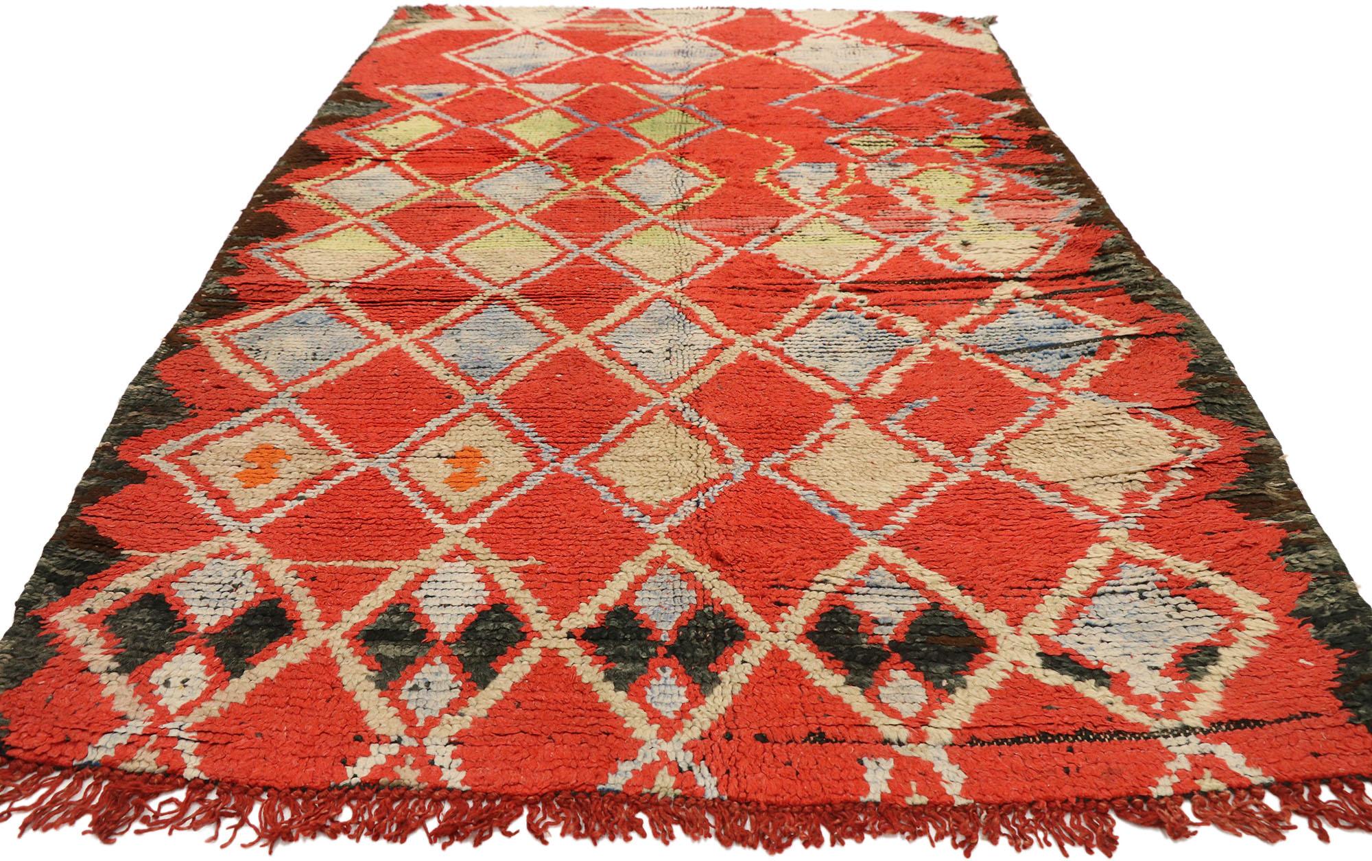 Vintage Boujad Moroccan Rug with Tribal Bohemian Style For Sale 1