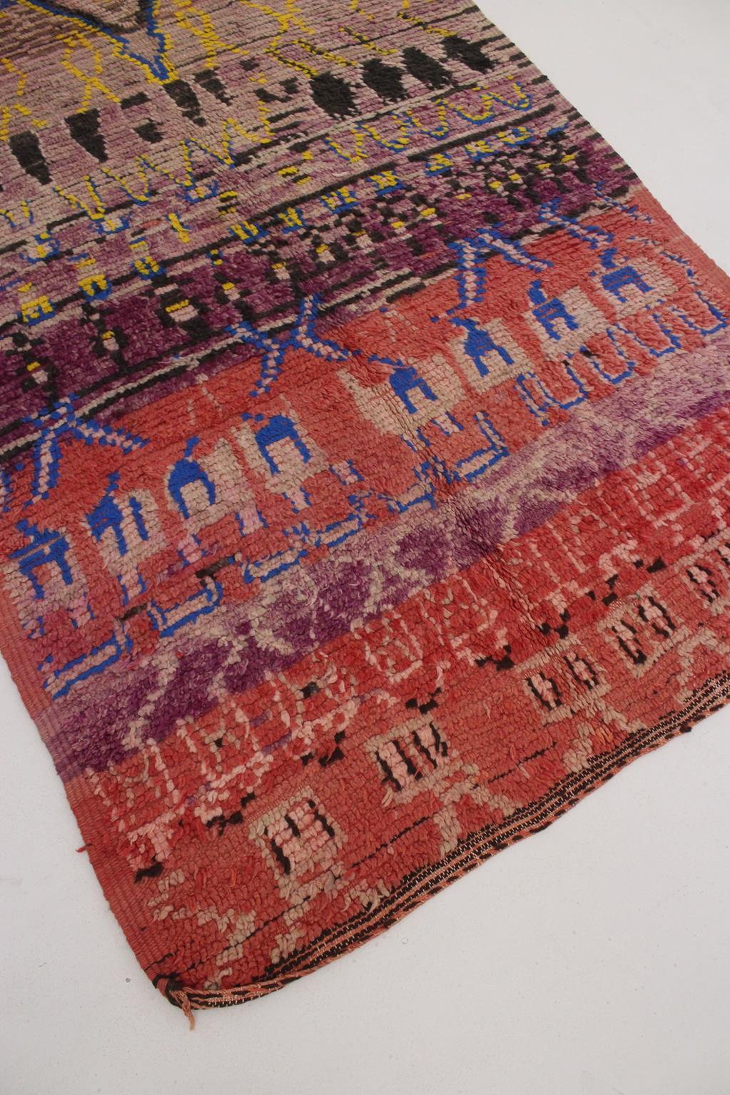 Vintage Moroccan Boujad rug - Purple/red - 5.9x11feet / 180x338cm For Sale 7