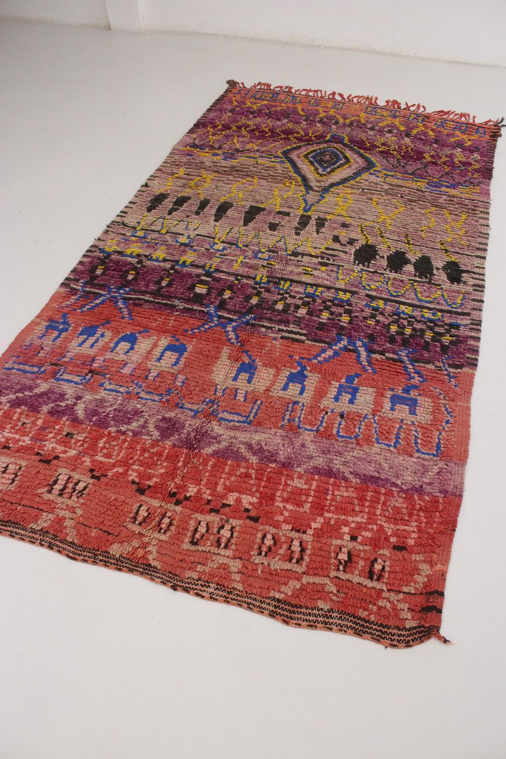 Vintage Moroccan Boujad rug - Purple/red - 5.9x11feet / 180x338cm For Sale 2