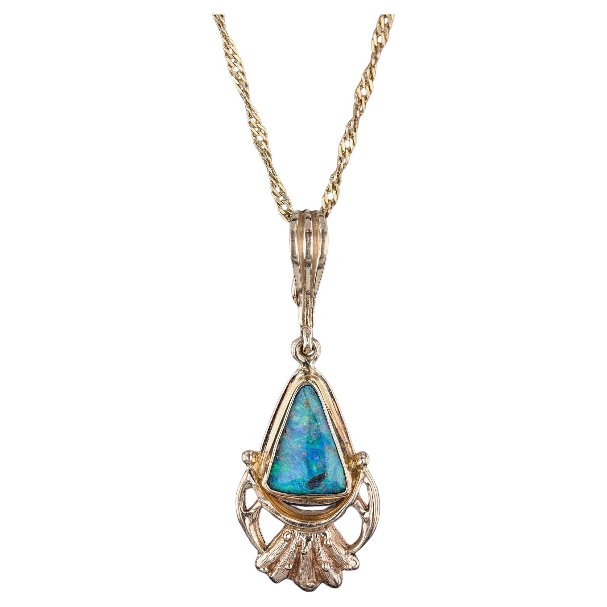 Vintage Boulder Opal Necklace of 14k Gold