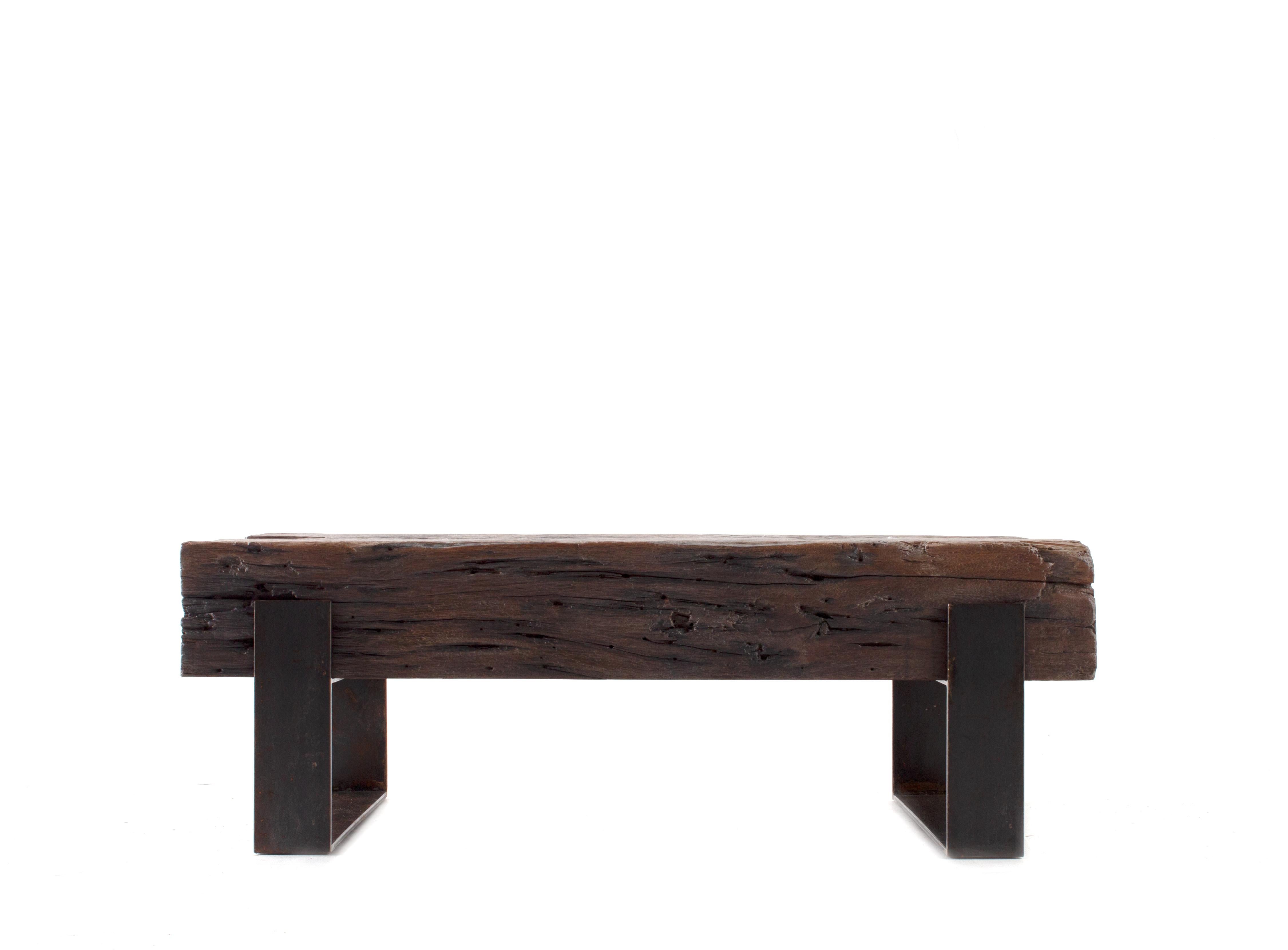 Vintage bound beams coffee table. Sold by Brendan Bass Showroom. Custom orders available through inquiry.