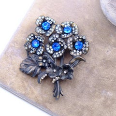 Vintage Bouquet Brooch With Rhinestones 1930's
