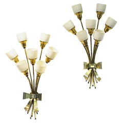 Vintage Bouquet Modern Design Brass Wall Lamp Pair from the 1940s