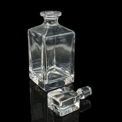 Vintage Bourbon Decanter, English, Glass, Spirit Vessel, Mid Century, Circa 1950