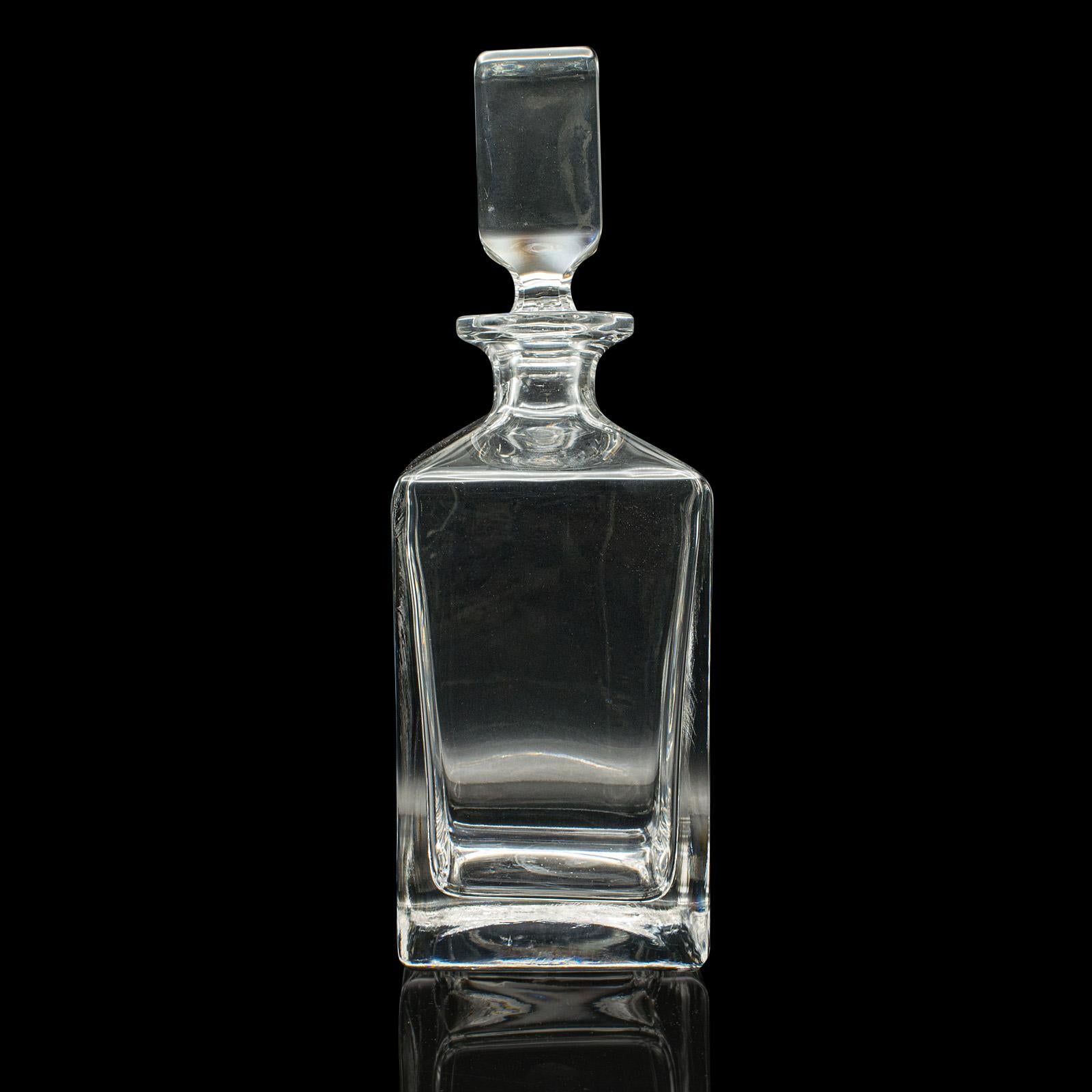 British Vintage Bourbon Decanter, English, Glass, Spirit Vessel, Mid Century, Circa 1950