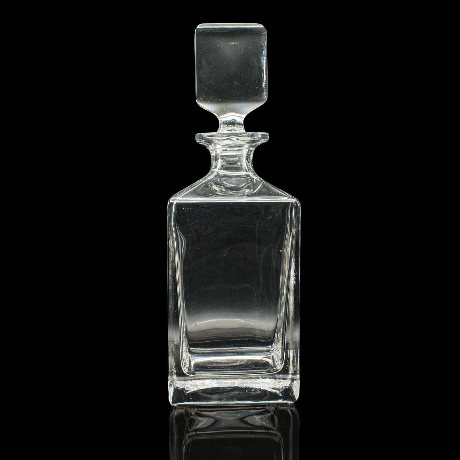 Vintage Bourbon Decanter, English, Glass, Spirit Vessel, Mid Century, Circa 1950 In Good Condition In Hele, Devon, GB