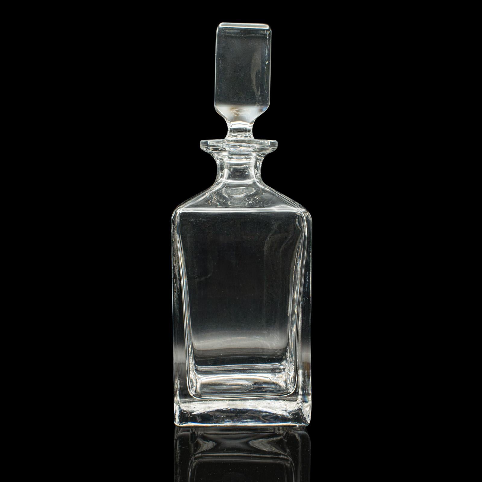 20th Century Vintage Bourbon Decanter, English, Glass, Spirit Vessel, Mid Century, Circa 1950