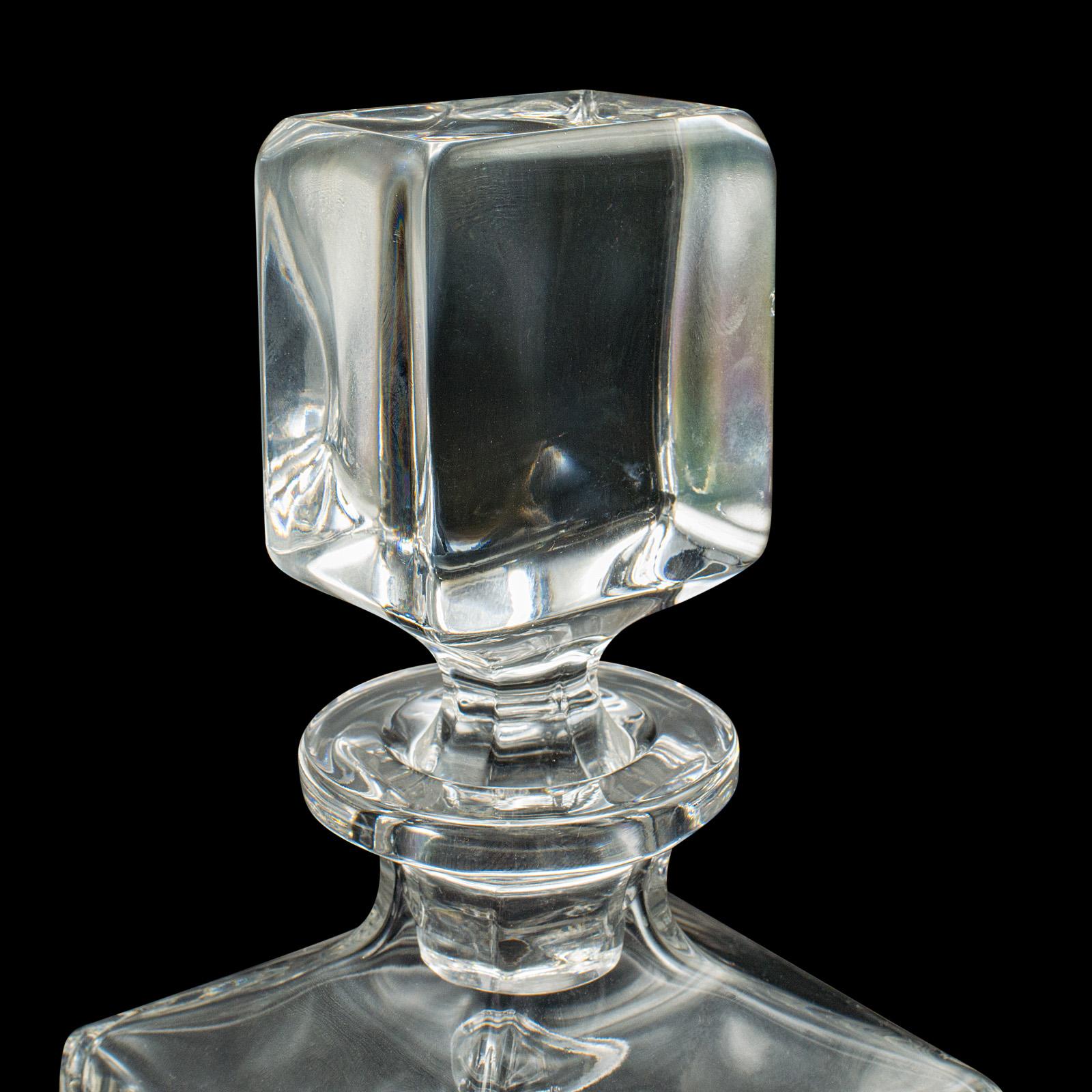 Vintage Bourbon Decanter, English, Glass, Spirit Vessel, Mid Century, Circa 1950 1