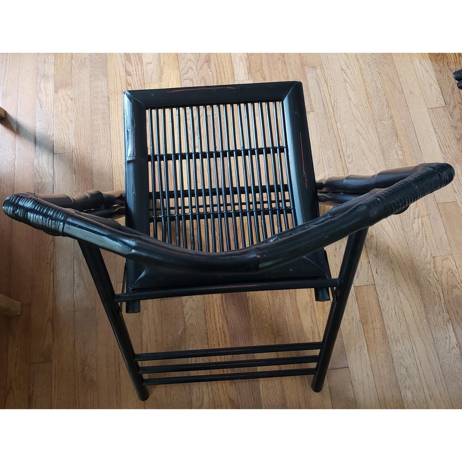 Philippine Vintage Bow Back Tortoise Bamboo Folding Chairs, a Pair For Sale