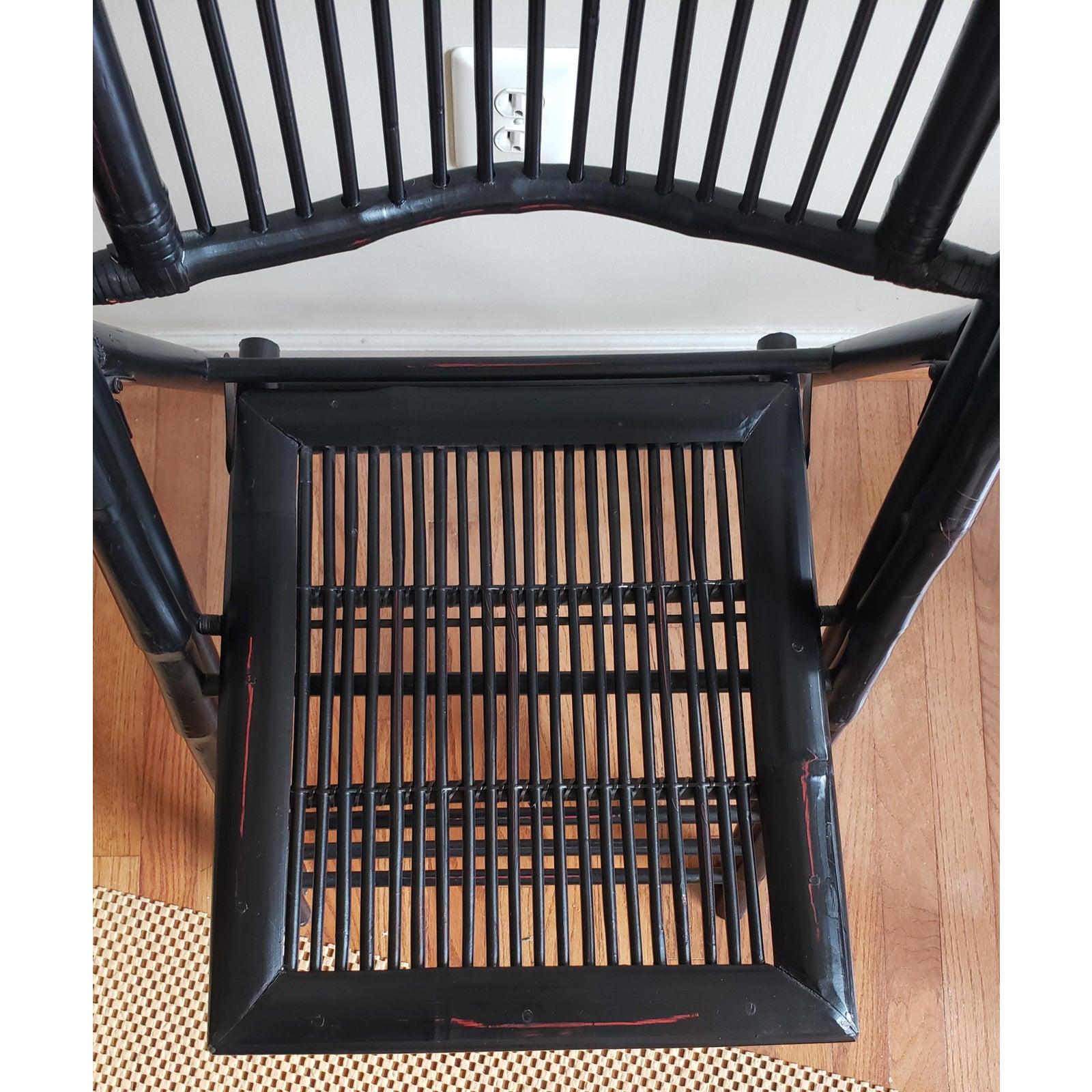 20th Century Vintage Bow Back Tortoise Bamboo Folding Chairs, a Pair For Sale