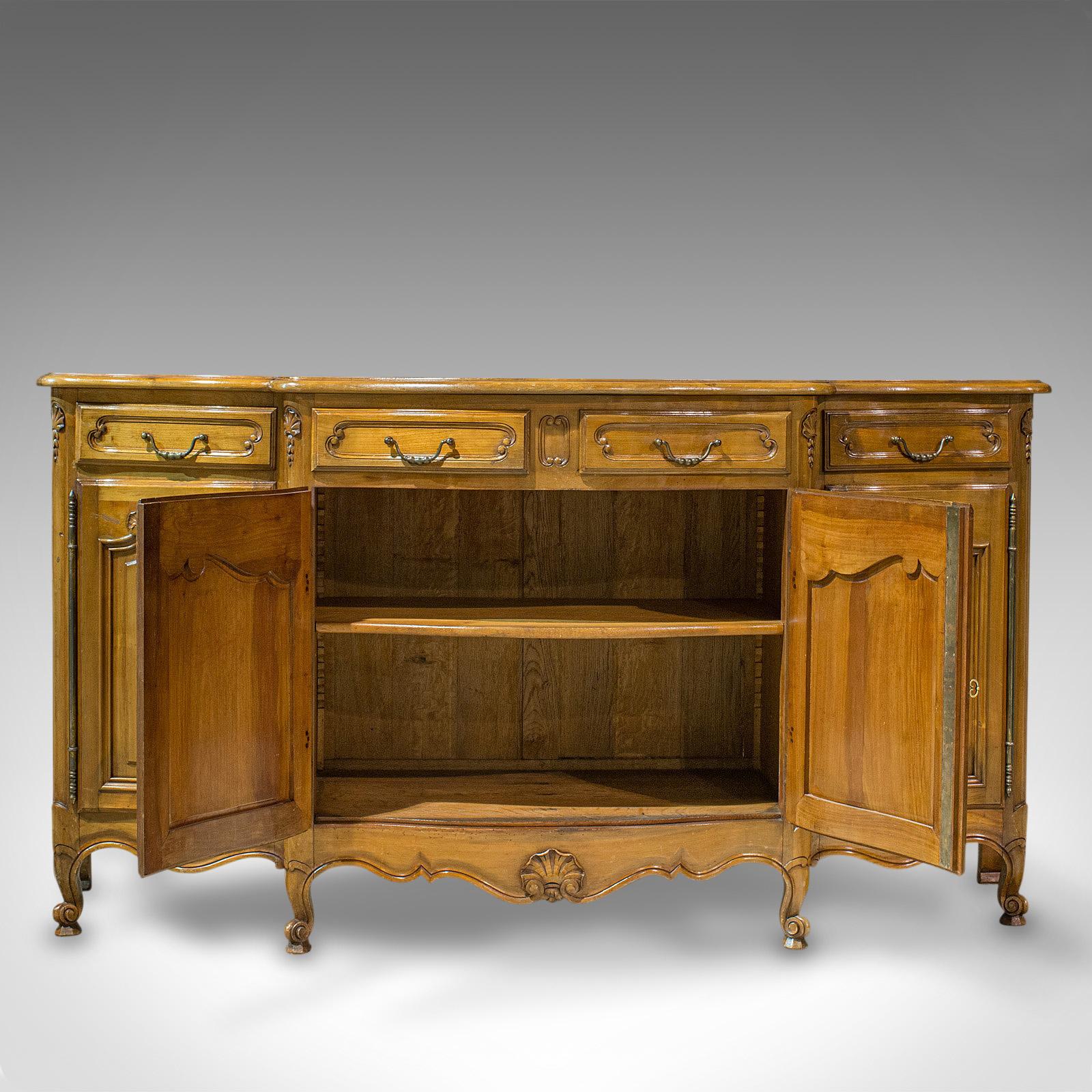 French Provincial Vintage Bow-Front Dresser, French, Walnut, Provincial, Sideboard, circa 1930