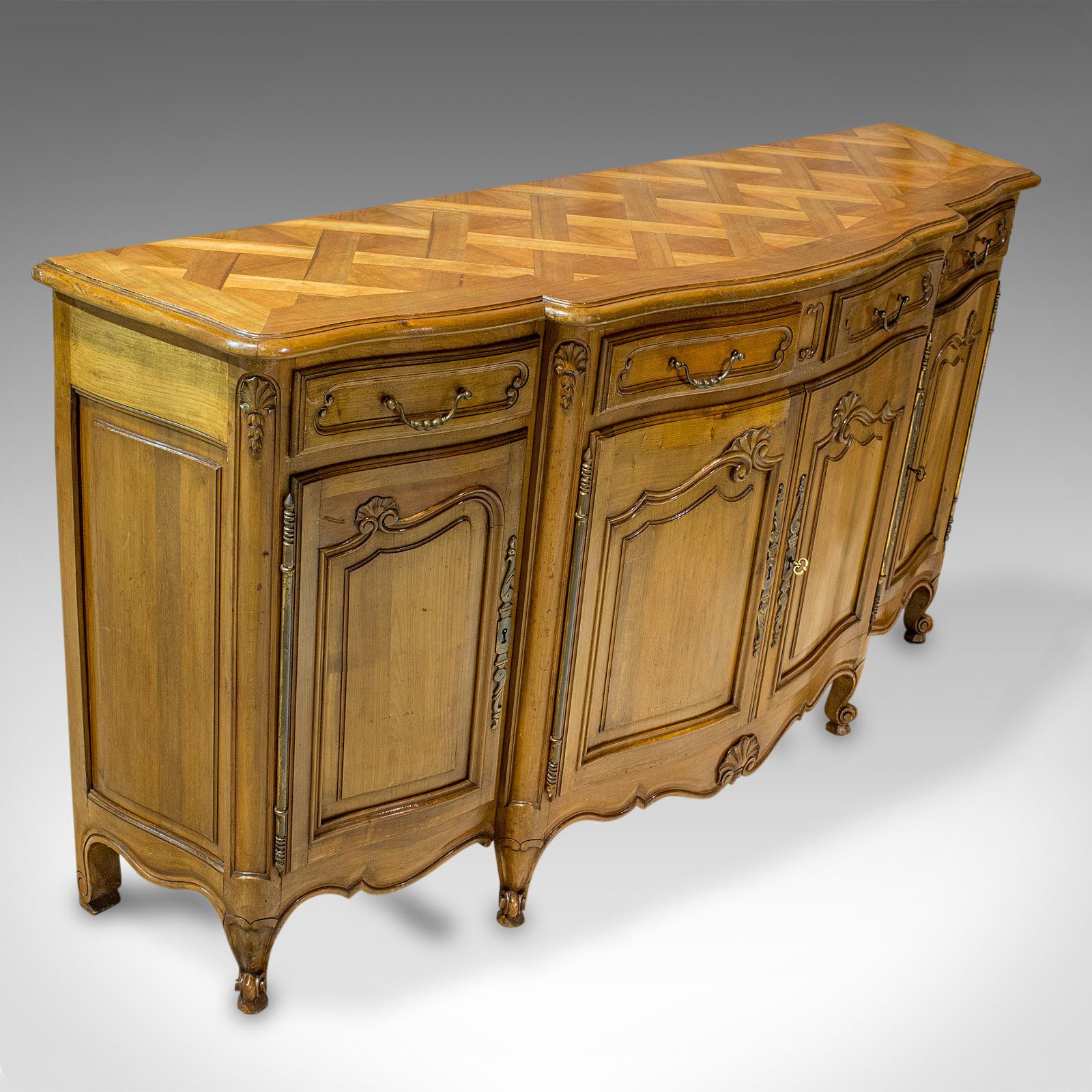 Vintage Bow-Front Dresser, French, Walnut, Provincial, Sideboard, circa 1930 1