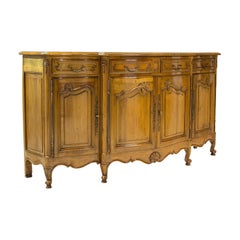Antique Bow-Front Dresser, French, Walnut, Provincial, Sideboard, circa 1930
