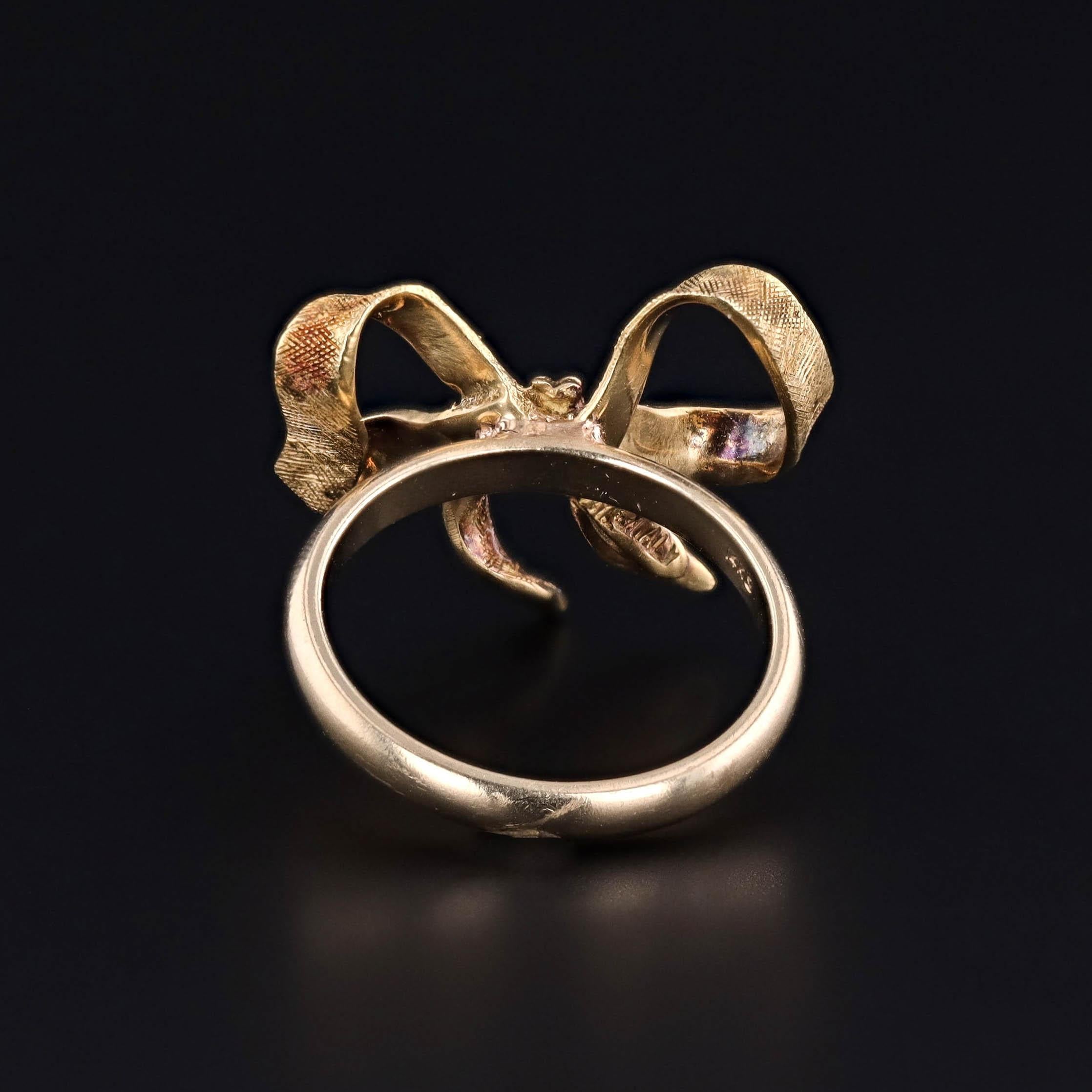 Women's Vintage Bow Ring of 14k and 18k Gold For Sale