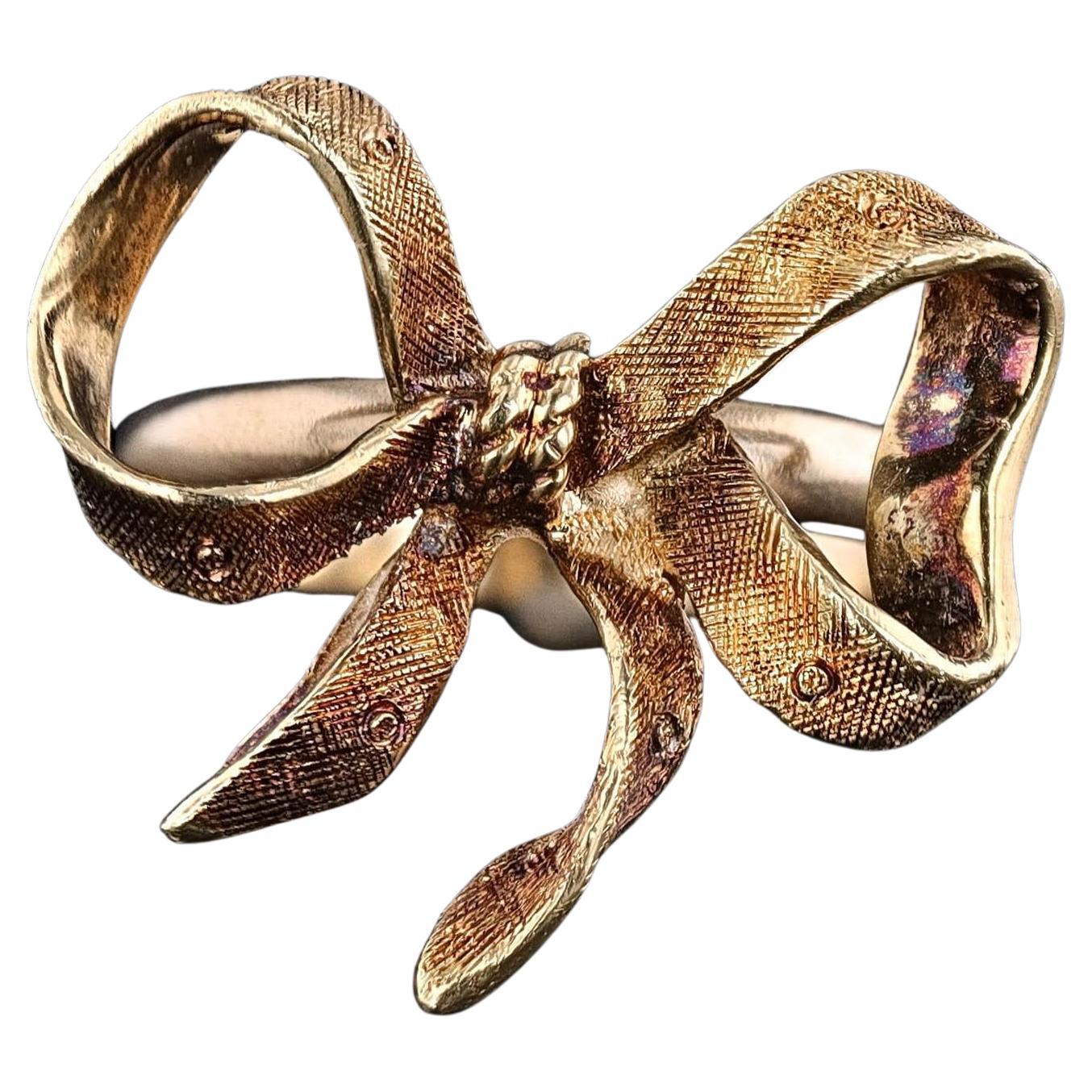 Vintage Bow Ring of 14k and 18k Gold