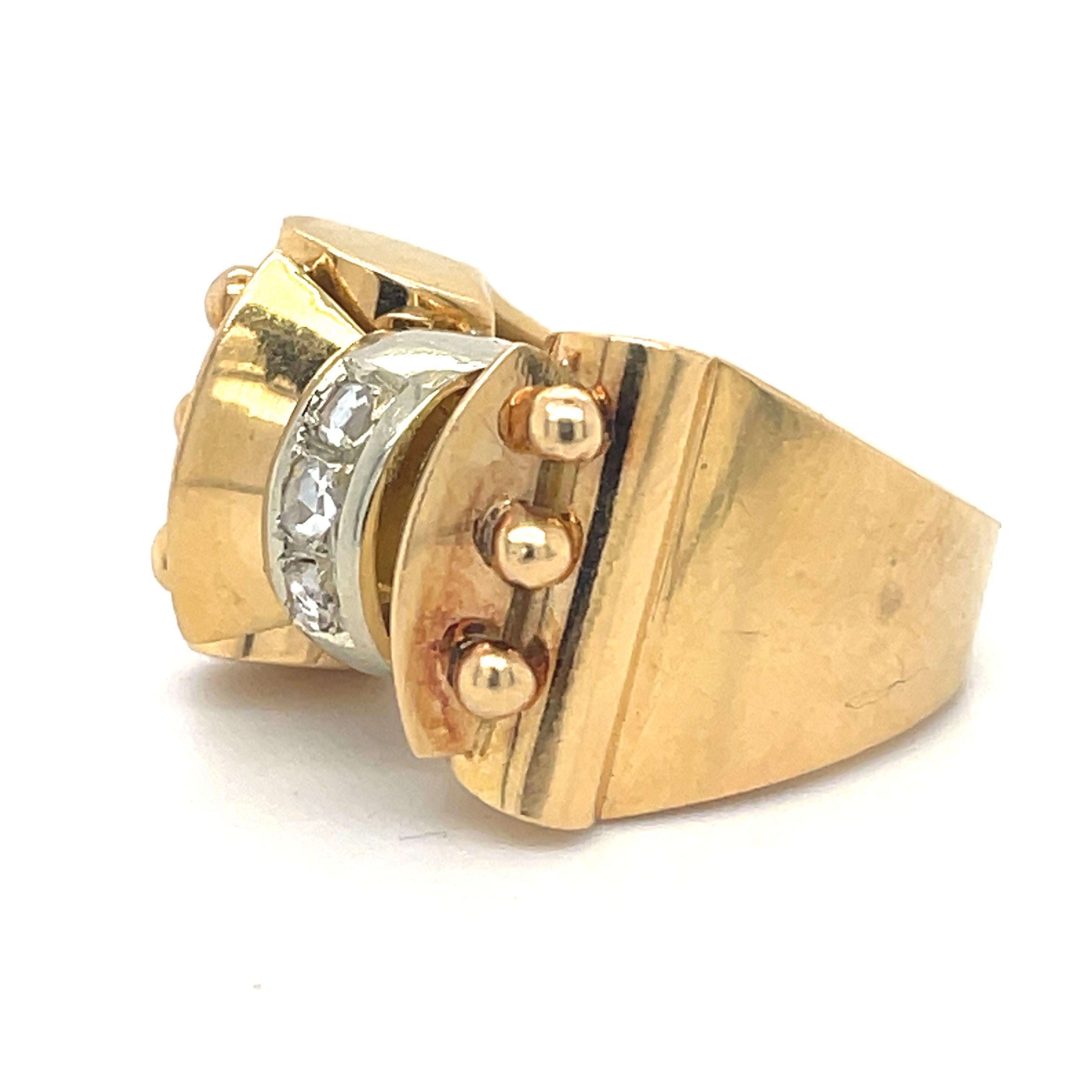 Jewelry Material: Yellow +White Gold 18k (the gold has been tested by a professional)
Total Carat Weight: 0.18ct (Approx.)
Total Metal Weight: 11.11g
Size: 5.75 US \  Diameter 16.3mm (inner diameter)


Grading Results:
Stone Type: Diamond
Shape: