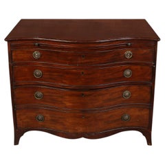 Vintage Bowfront Mahogany Four Drawer Chest With Pull-Out Shelf