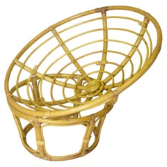 Fauteuil papasan vintage en bambou en forme de bol, Italie, années 1970