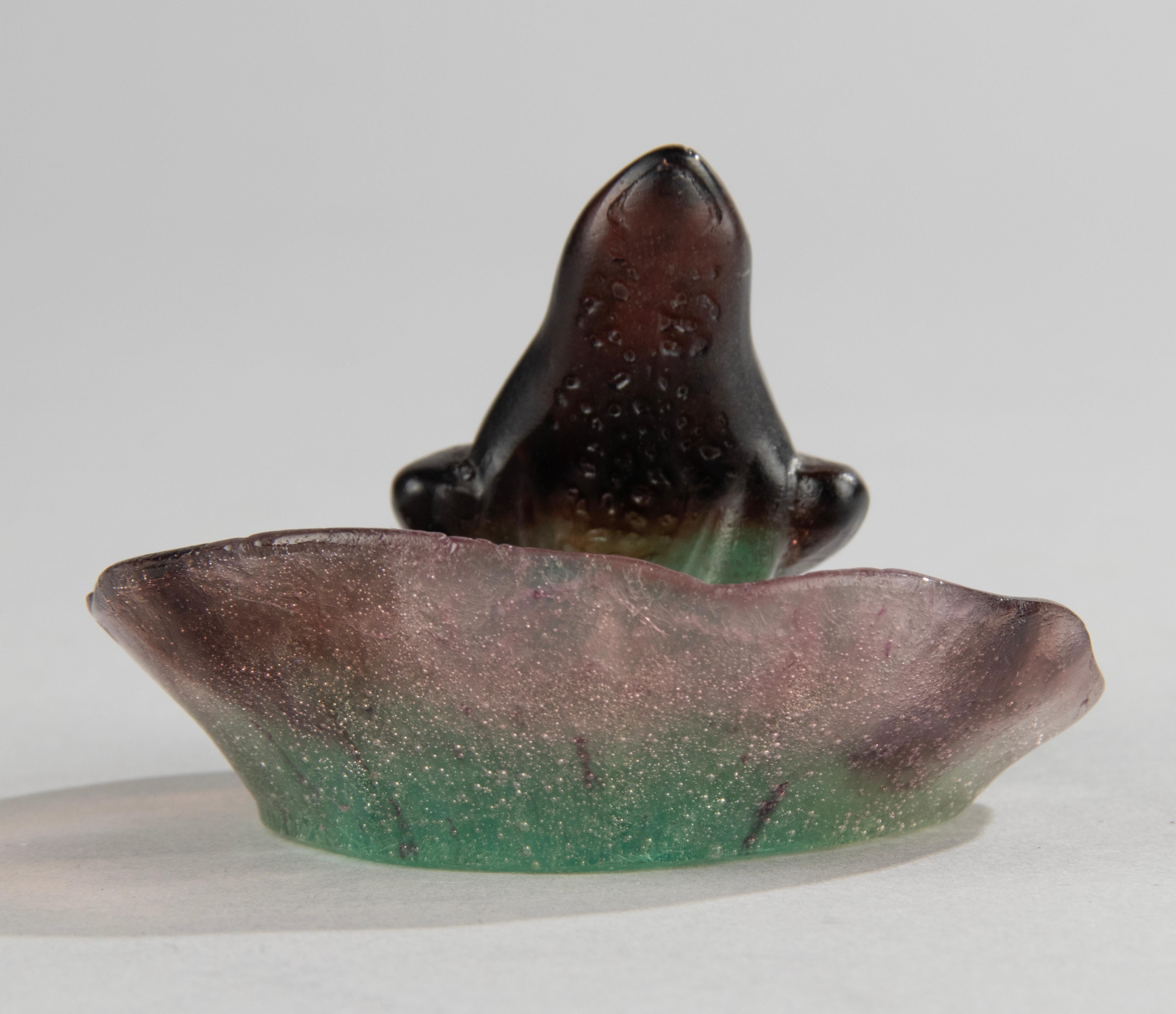 Art Glass Vintage Bowl / Vide Poche Made of  Pate Verre Signed Daum, France For Sale