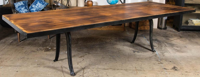 Vintage Bowling Alley Top Table On Industrial Legs Im Angebot Bei