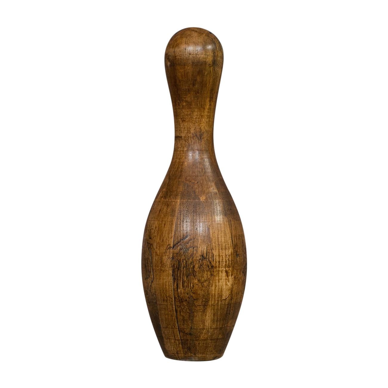 Vintage Bowling Pin, American, Beech, Decorative, Tenpin, Skittle, circa 1940