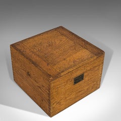 Vintage Box Compass, English, Oak, Brass, Gimbal, Maritime, Navigation, Aid