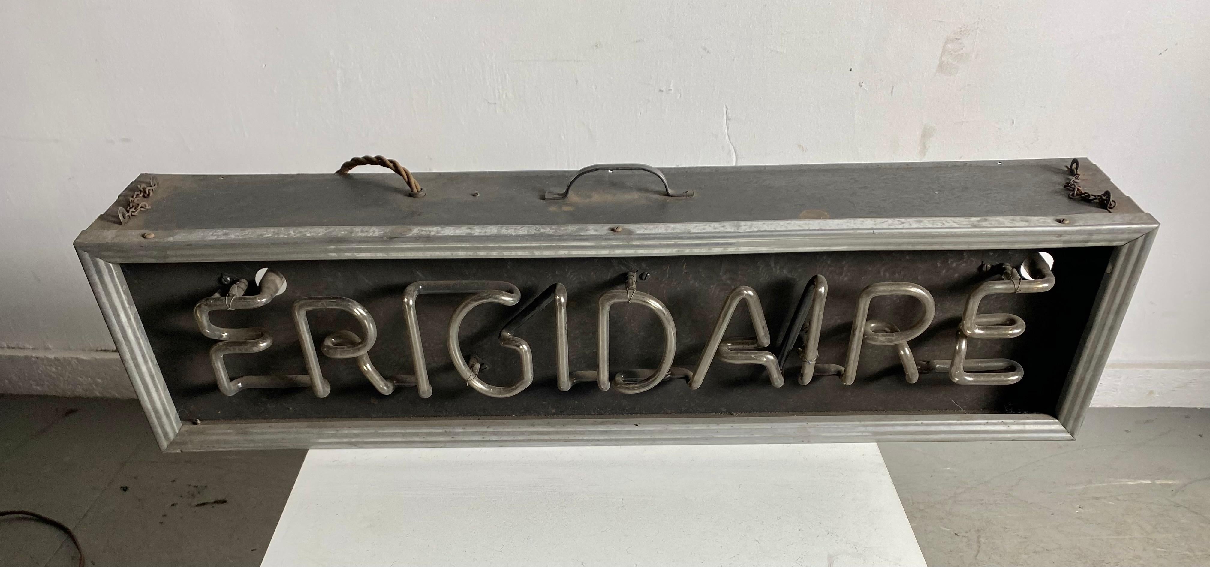 Recently acquired from Downtown Buffalo, New York Furniture and appliance store, sign was taken down and stored over 60 years ago when the business stopped selling appliance's, amazing original condition, large transitional Art Deco / Art Modern