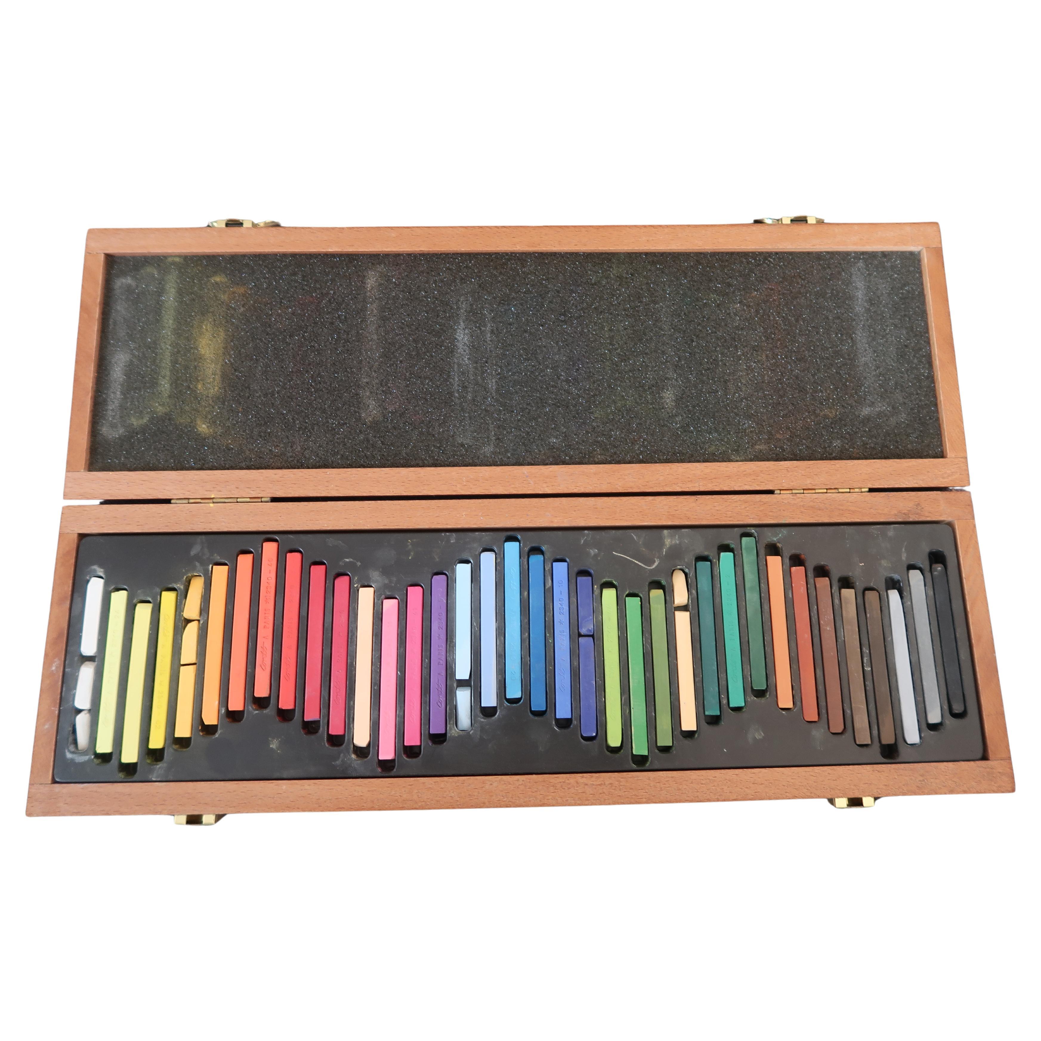 Vintage Box of Multicolored Chalks, Conte à Paris, 1970s, Unused, 2C10