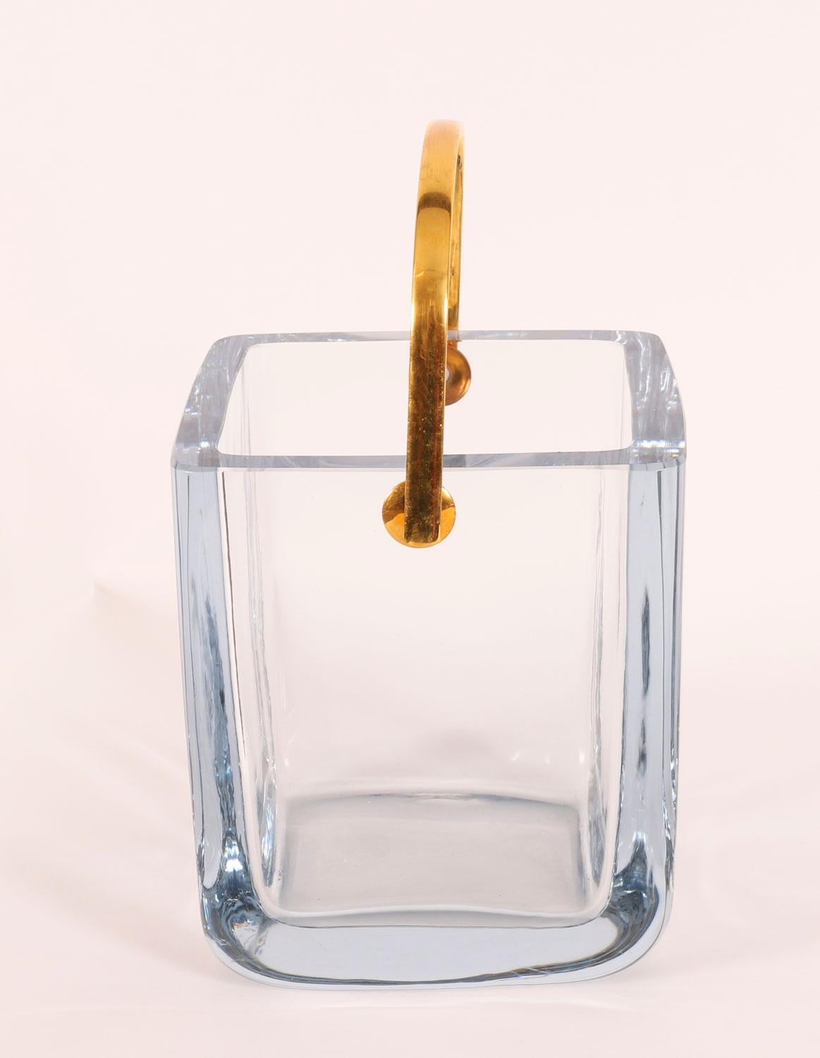 Vintage Boxed Cartier Crystal Ice Bucket Sterling Silver-Gilt Tongs 20th Century For Sale 6