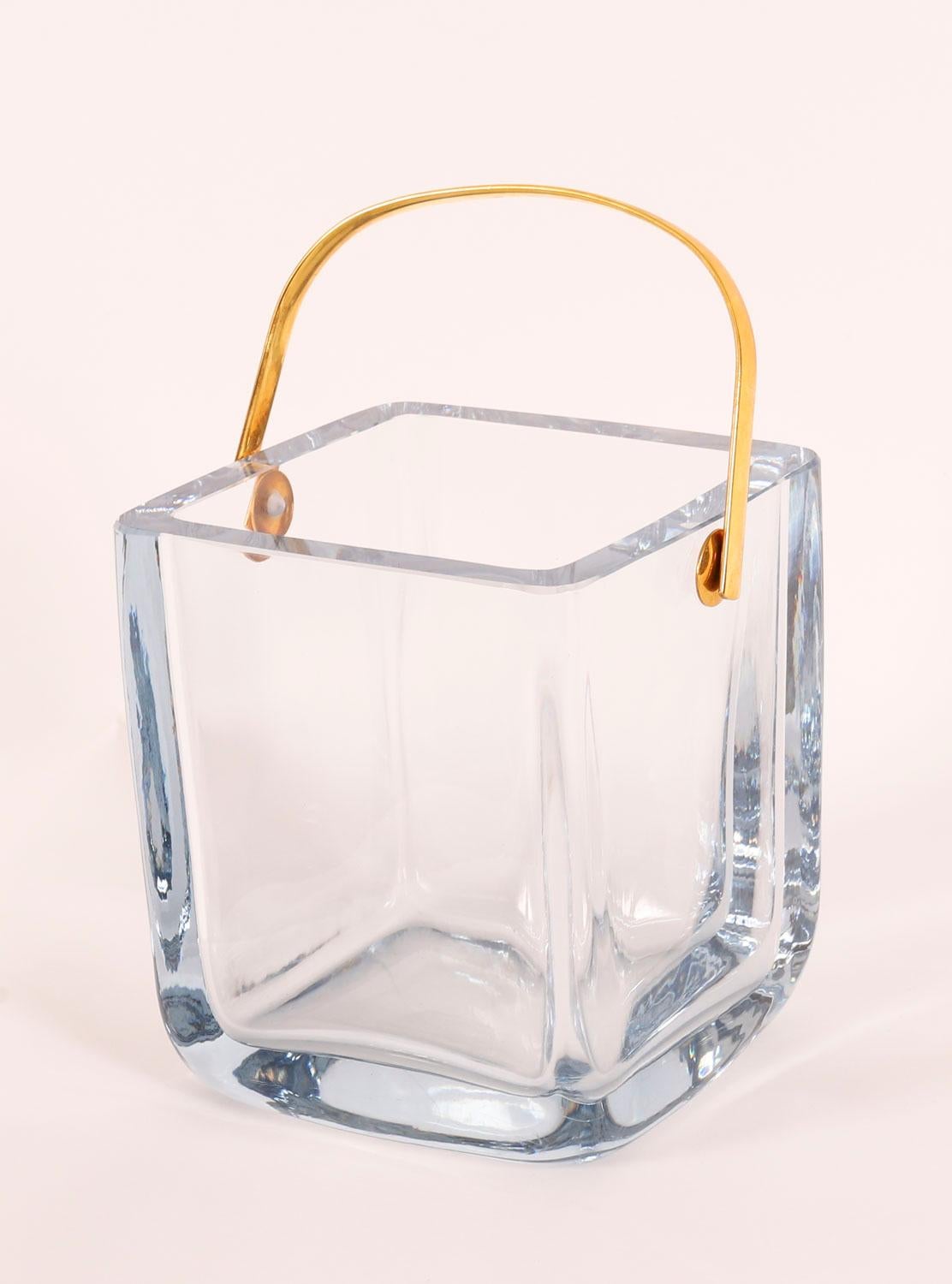 Vintage Boxed Cartier Crystal Ice Bucket Sterling Silver-Gilt Tongs 20th Century For Sale 7